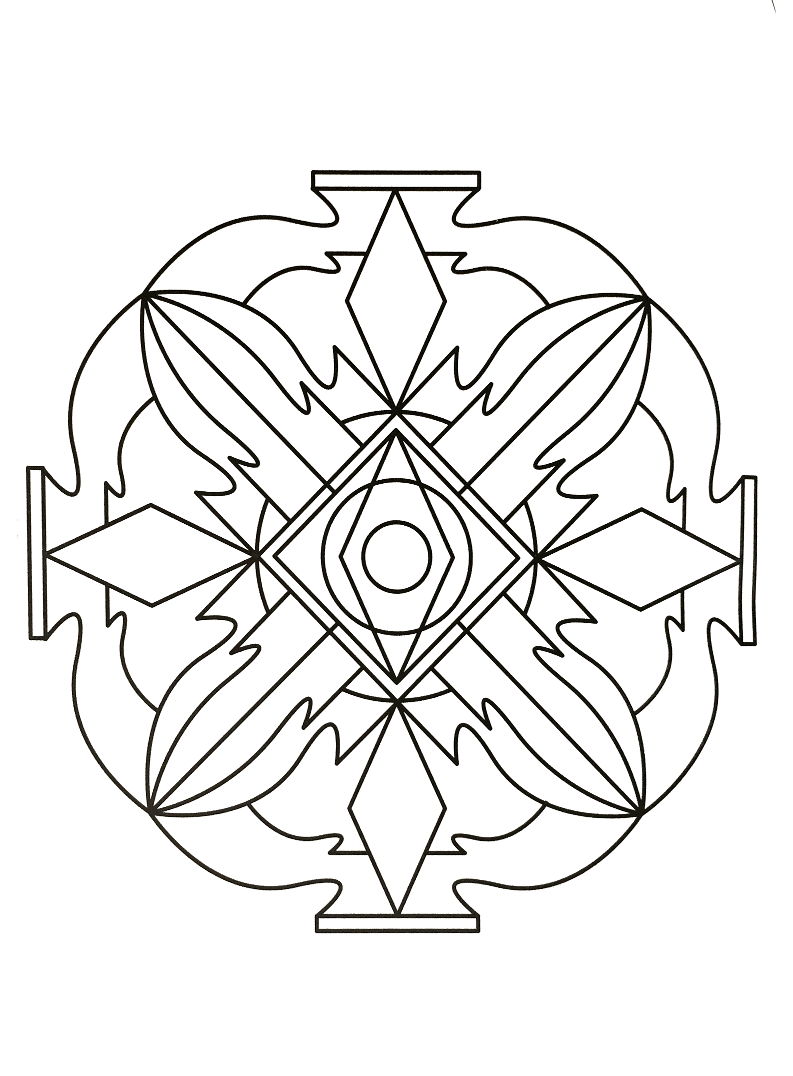 A mandala coloring page for the children, very easy. Coloring is proven therapeutic for some kids. They vent their feelings, frustrations and other emotions though coloring.