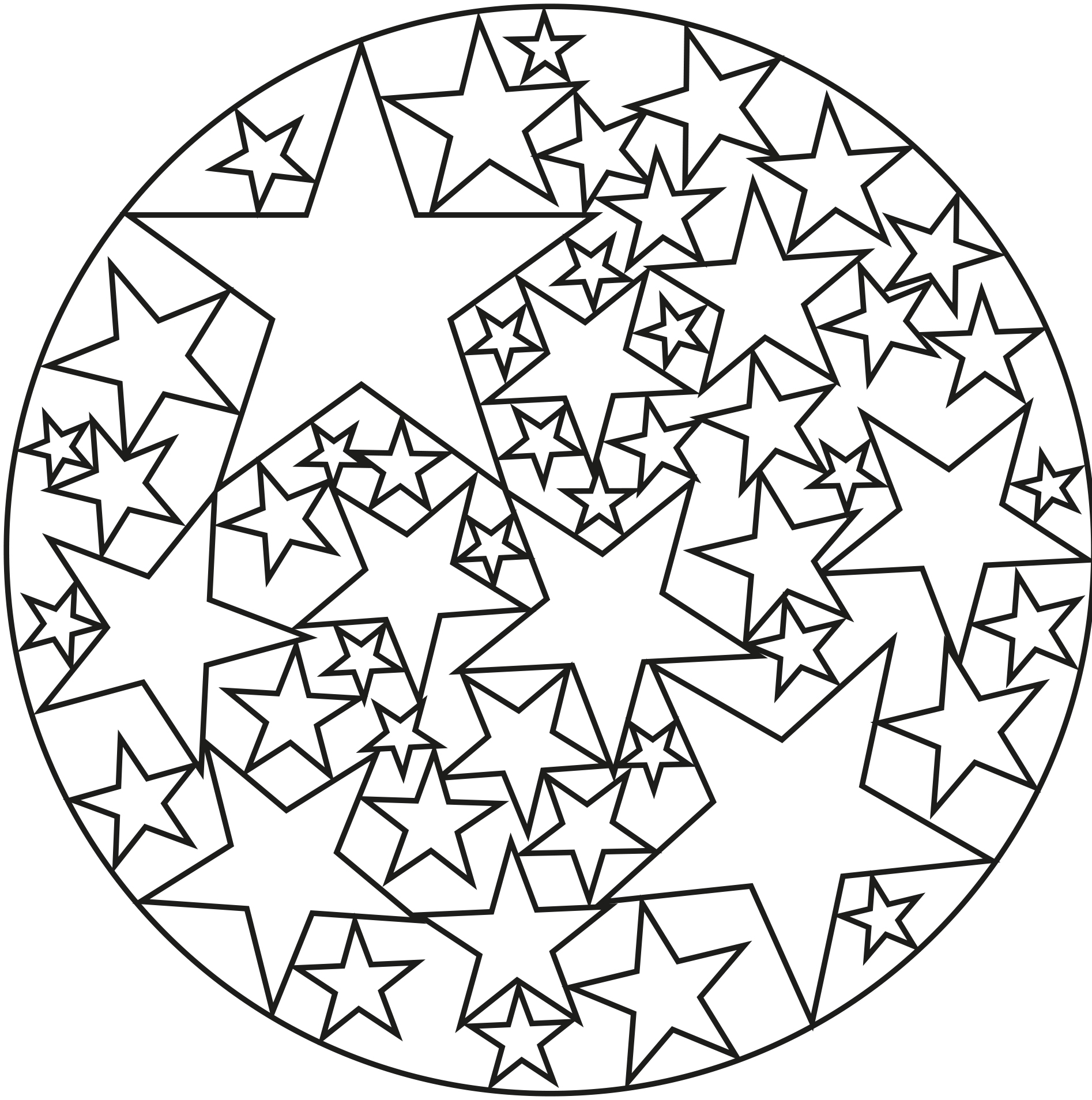 Happy Mandala with stars Easy Mandalas for kids 100