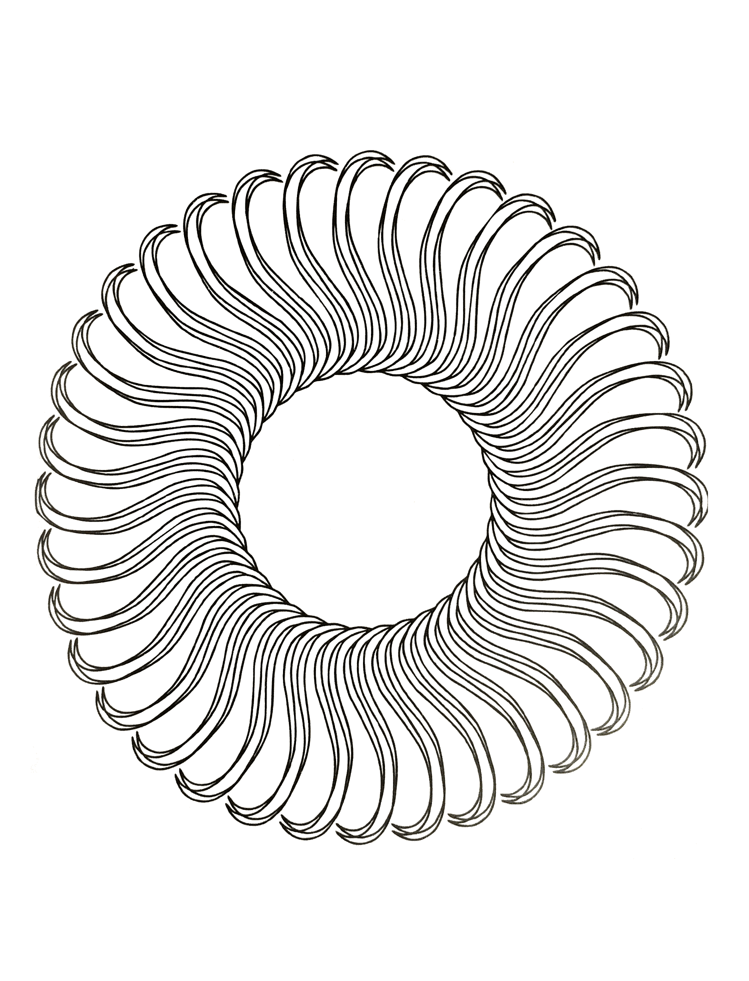 A mandala coloring page for the children, very easy. Coloring is proven therapeutic for some kids. They vent their feelings, frustrations and other emotions though coloring.