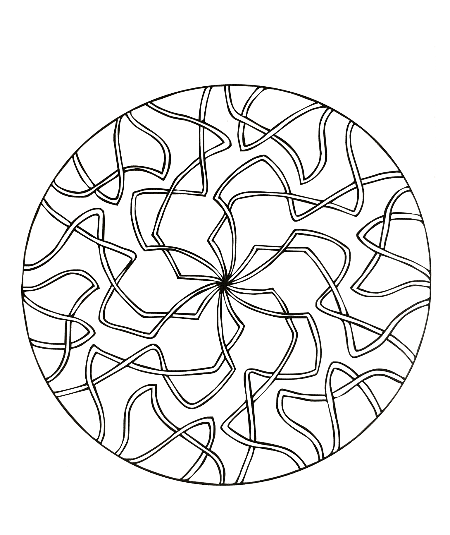 A Mandala coloring page easy to color, perfect for kids, with big areas to color. Children can color the shapes and figures anyway they like. It also gives your kids a sense of accomplishment when he finishes coloring a page.
