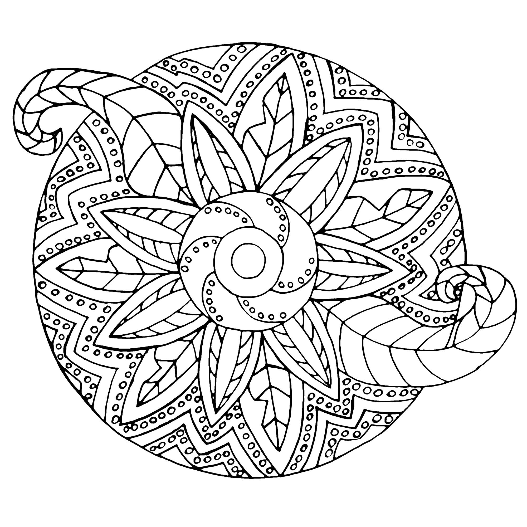 Cute Mandala with both metallic and vegetal forms. A Mandala coloring page easy to color, perfect for the children, with large areas to color. Do whatever it takes to get rid of any distractions that may interfere with your coloring.