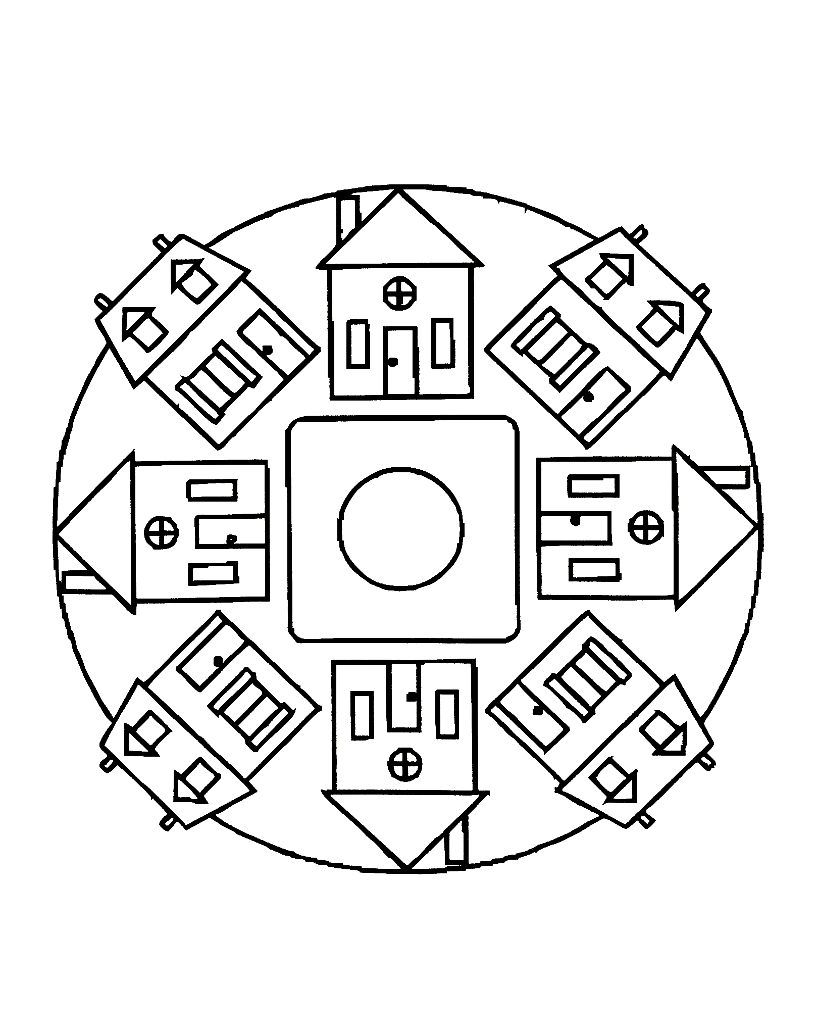 A Mandala coloring page easy to color, perfect for kids, with big areas to color. Children can color the shapes and figures anyway they like. It also gives your kids a sense of accomplishment when he finishes coloring a page.