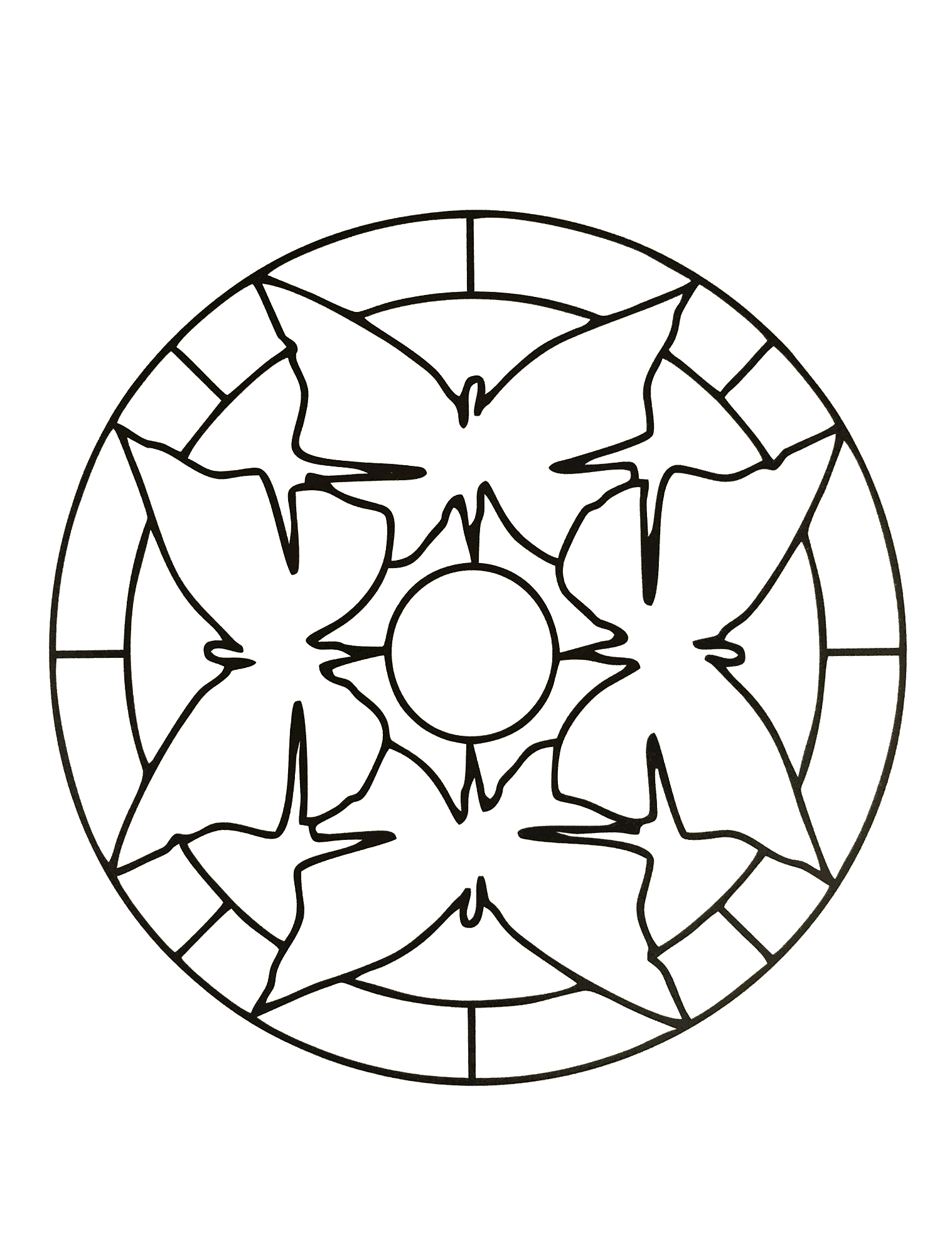 A mandala coloring page for the youngest, low level of difficulty. Coloring can help your children to learn the skill of patience. It allows your children to be relaxed and comfortable while creating a piece of art.