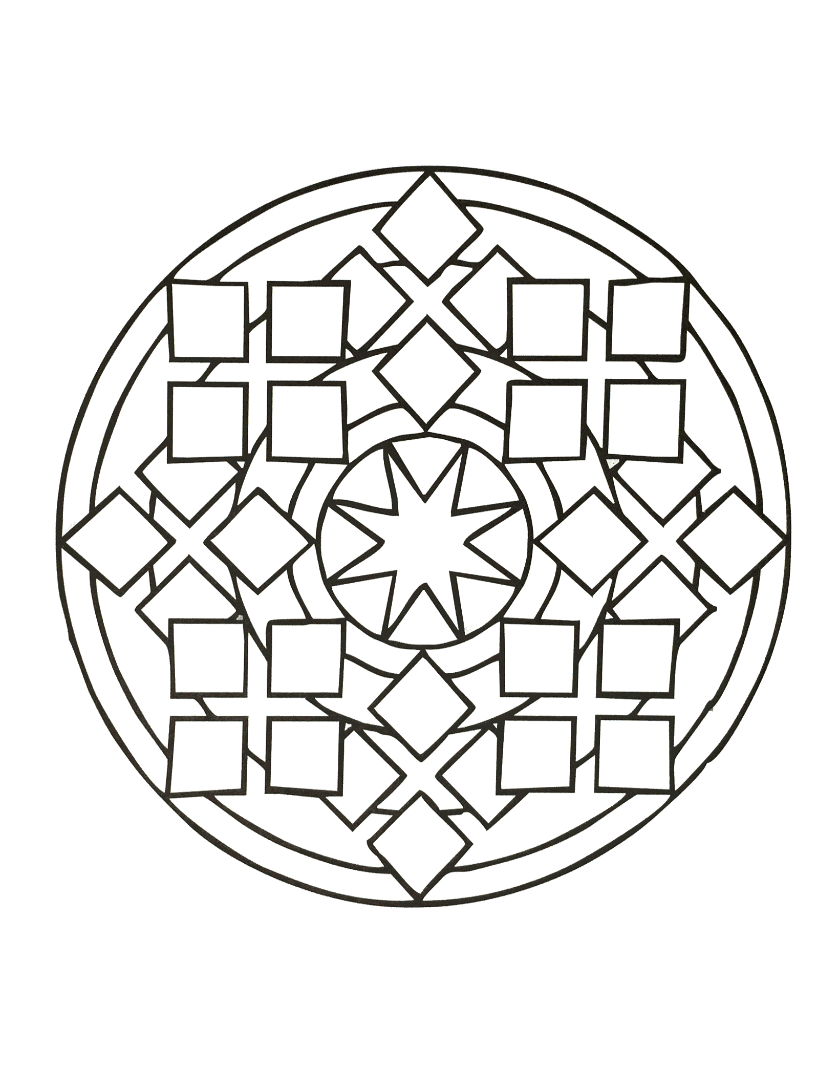 A mandala coloring page for the children, very easy. Coloring is proven therapeutic for some kids. They vent their feelings, frustrations and other emotions though coloring.