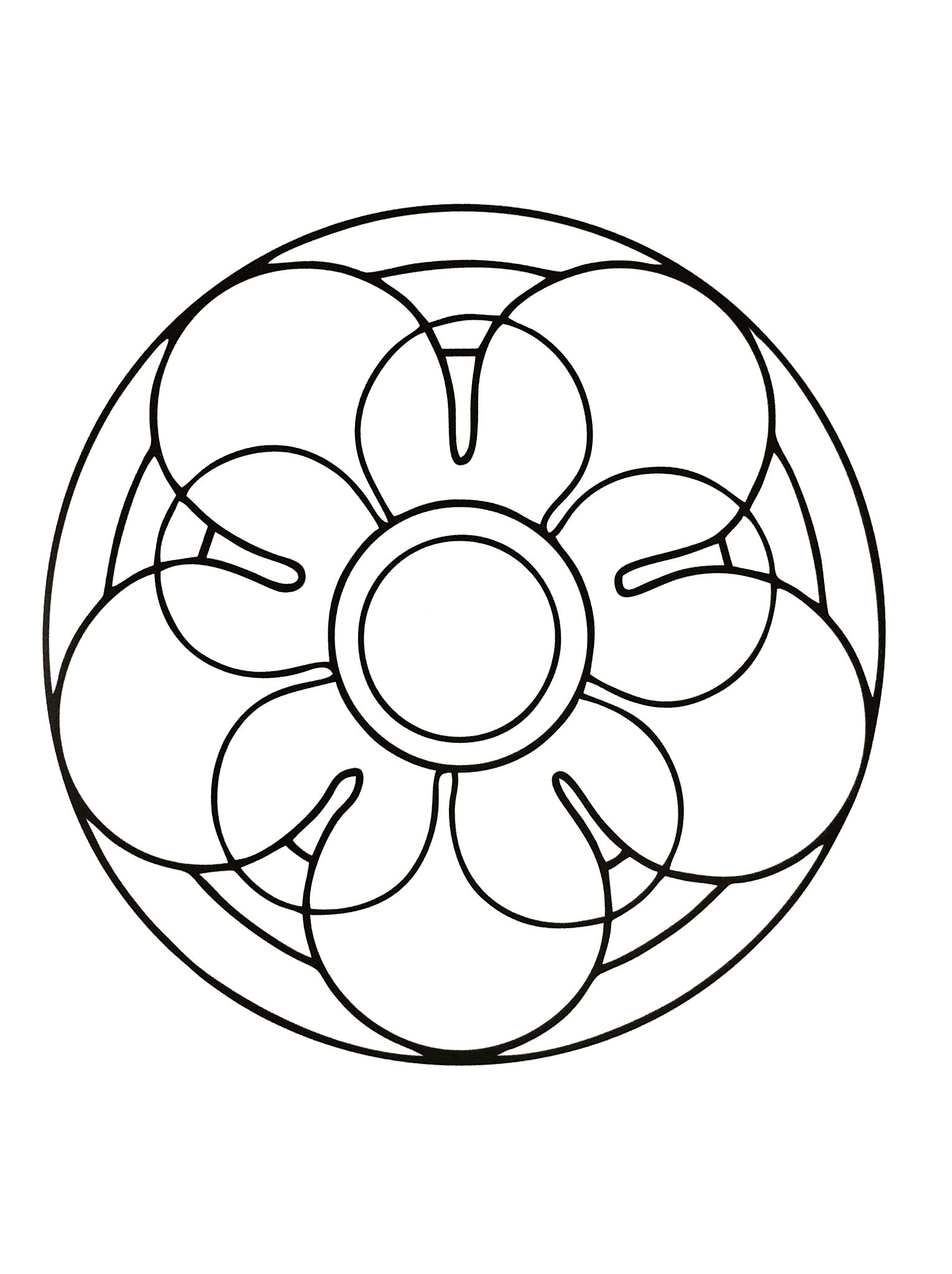 A Mandala coloring page easy to color, perfect for kids, with big areas to color. Children can color the shapes and figures anyway they like. It also gives your kids a sense of accomplishment when he finishes coloring a page.