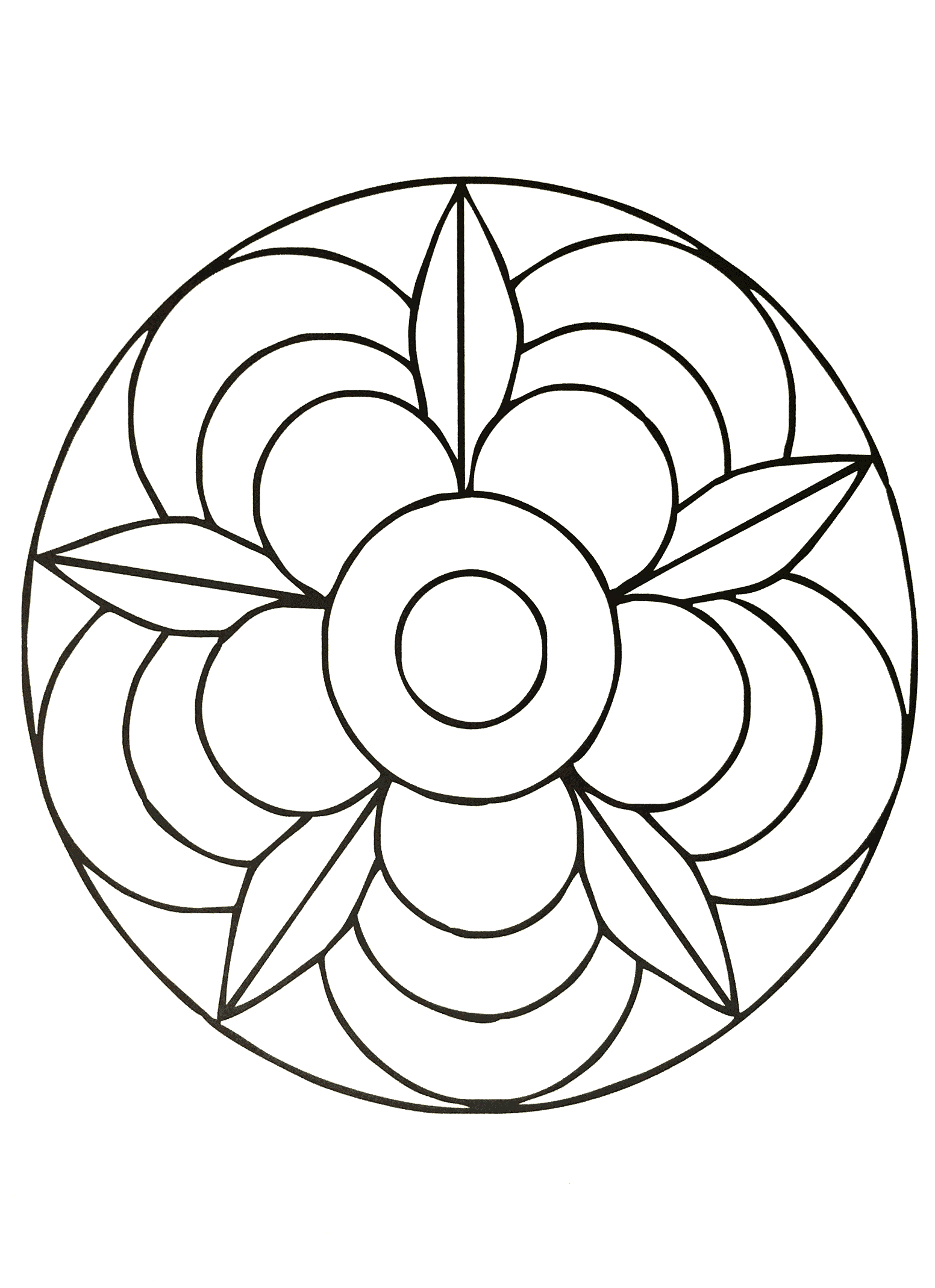 A mandala coloring page for the youngest, low level of difficulty. Coloring can help your children to learn the skill of patience. It allows your children to be relaxed and comfortable while creating a piece of art.