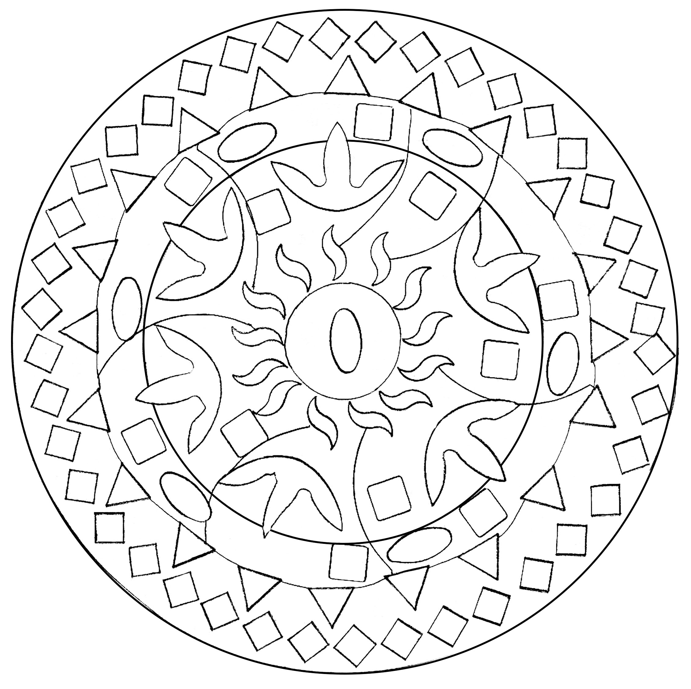 A perfect Mandala if you want easy coloring pages or if you search coloring pages for kids. Coloring helps to develop and strengthen the hand muscles, which later helps children with activities like lifting objects and typing.