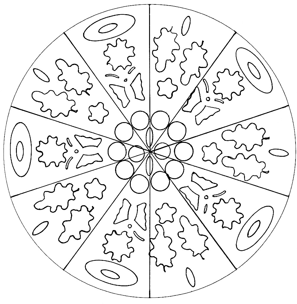 Few details in this fairly simple Mandala, which will suit children and adults looking for simplicity. You must clear your mind and allow yourself to forget all your worries and responsibilities.