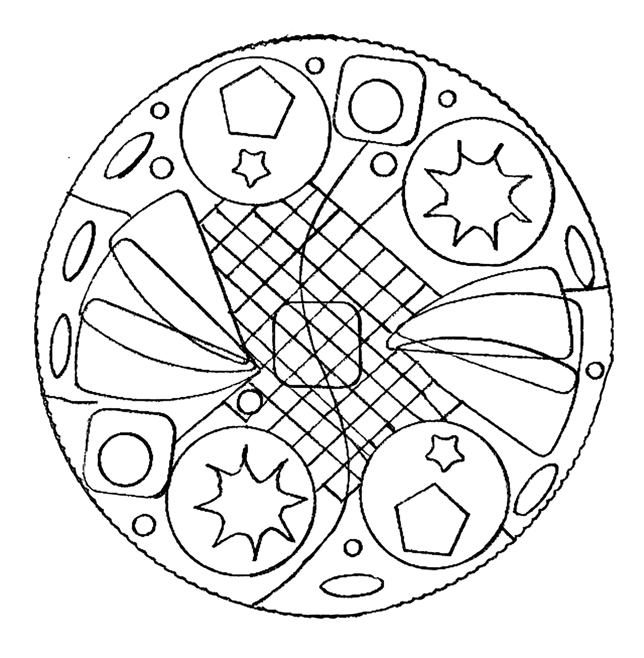 A Mandala coloring page easy to color, perfect for the children, with large areas to color. Do whatever it takes to get rid of any distractions that may interfere with your coloring.