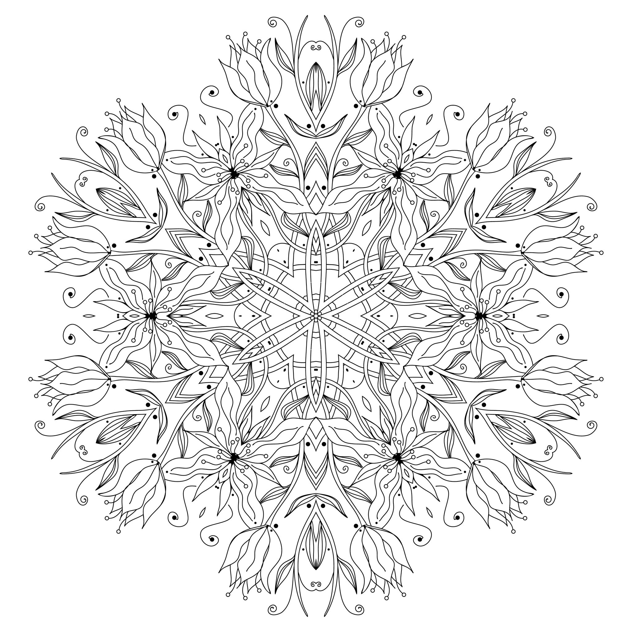 Coloring for adults is about taking some time during your day to slow down and decompress : Prepare your pens and pencils to color this incredible and elegant Mandala coloring page, special for lovers of Flowers !