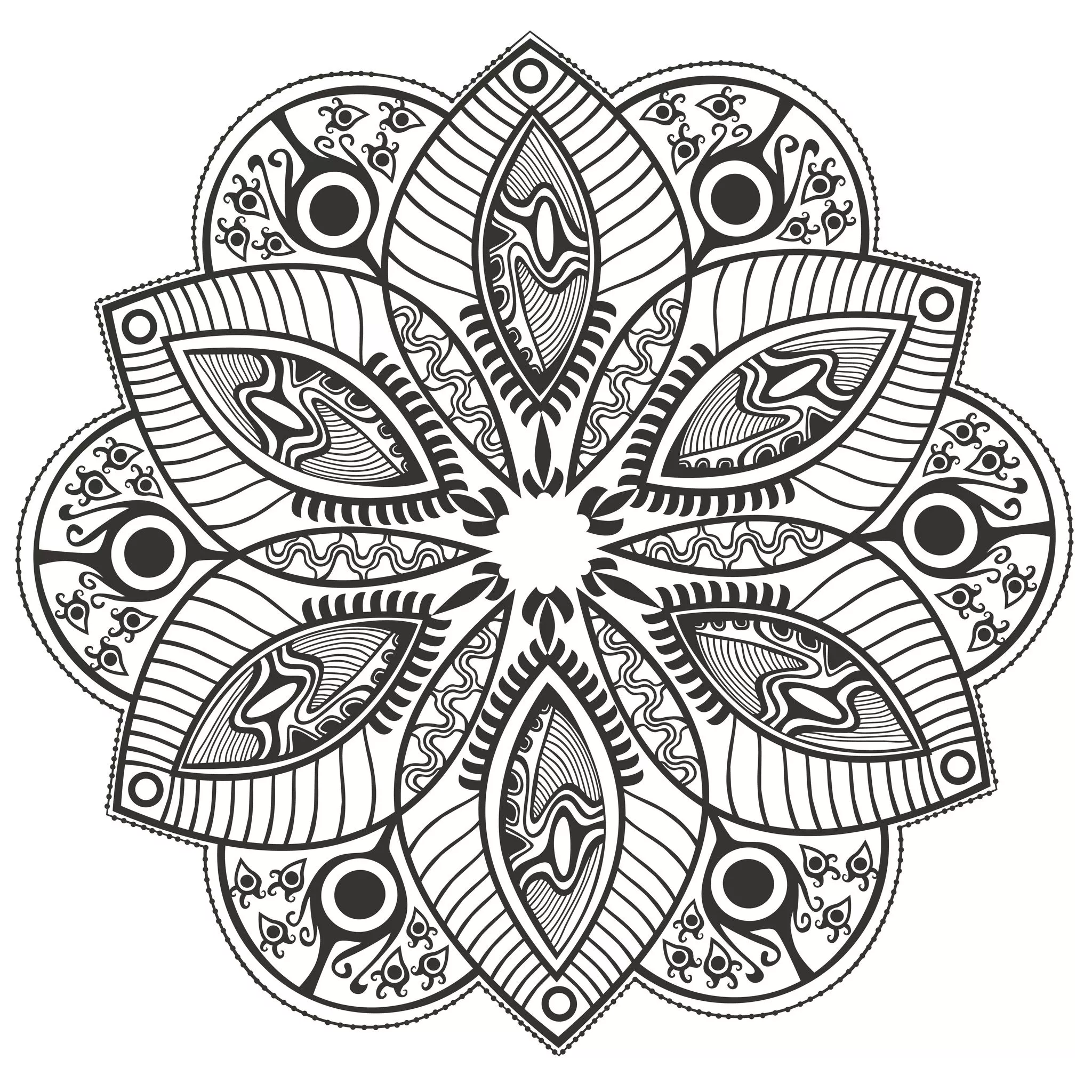 Mandala with big petals (Mandalas with Flowers & vegetation)