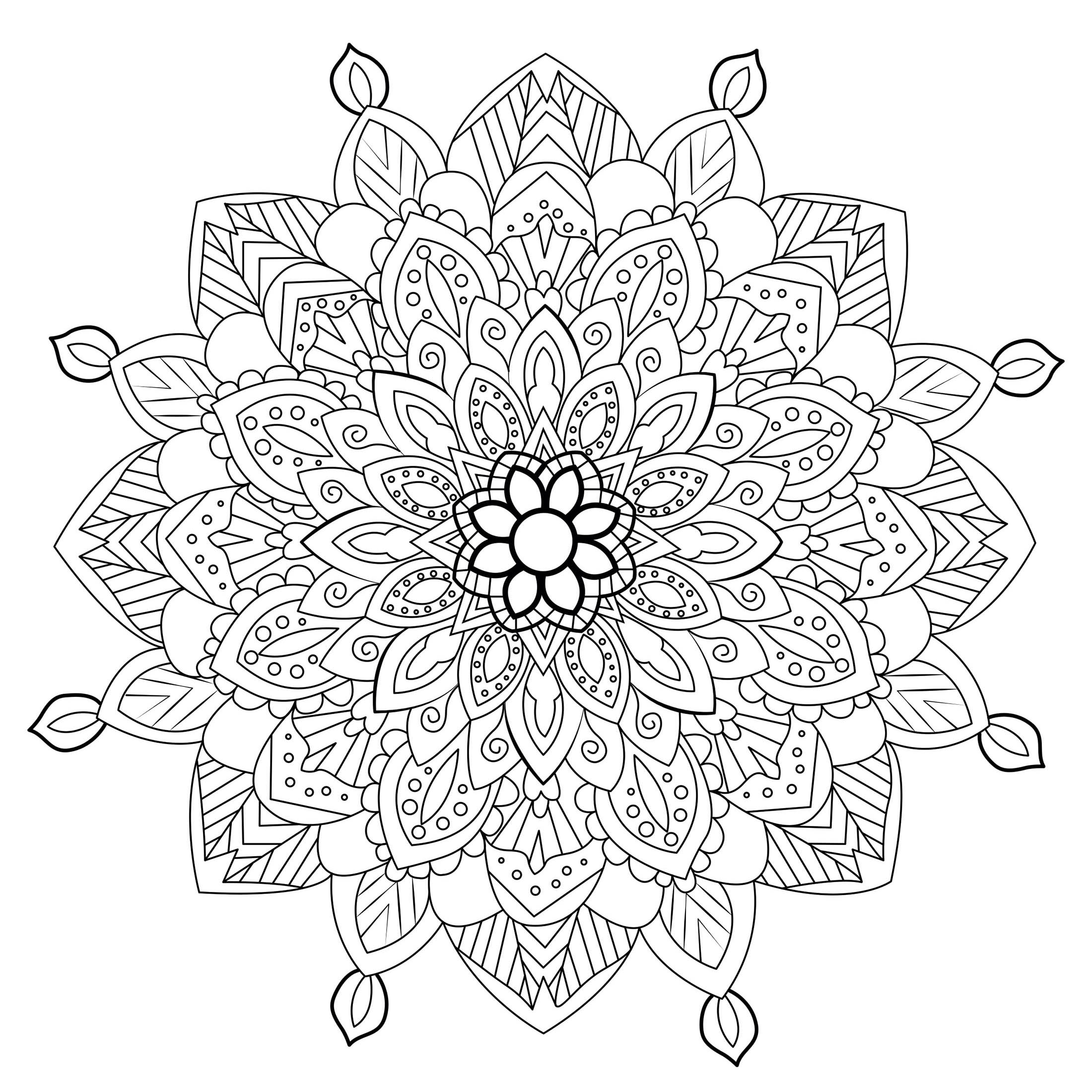 In this Mandala, the abstract shapes become vegetal ... Print it for free and color it ! You must clear your mind and allow yourself to forget all your worries and responsibilities.