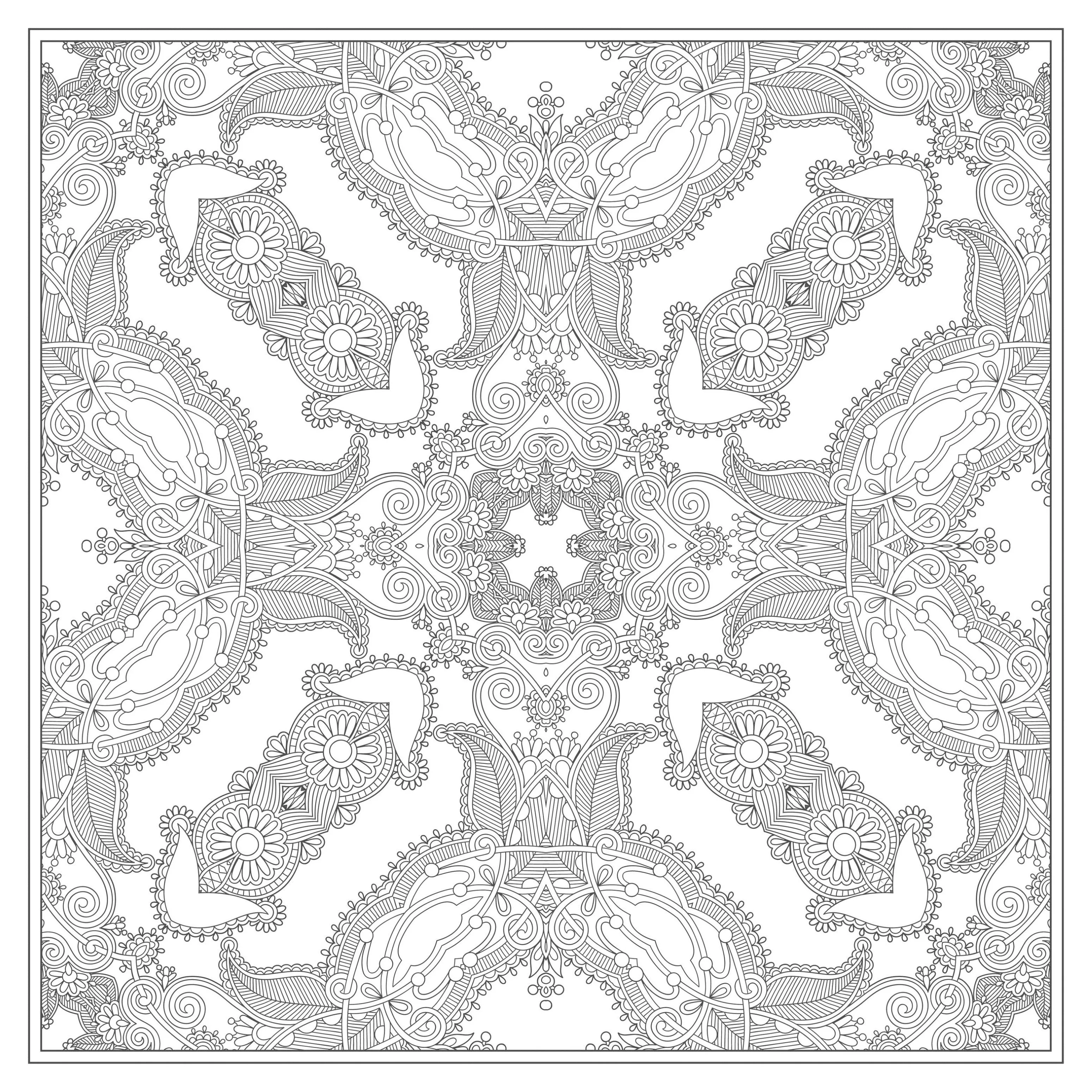 Very complex and anti-stress Mandala (Mandalas with Flowers & vegetation)