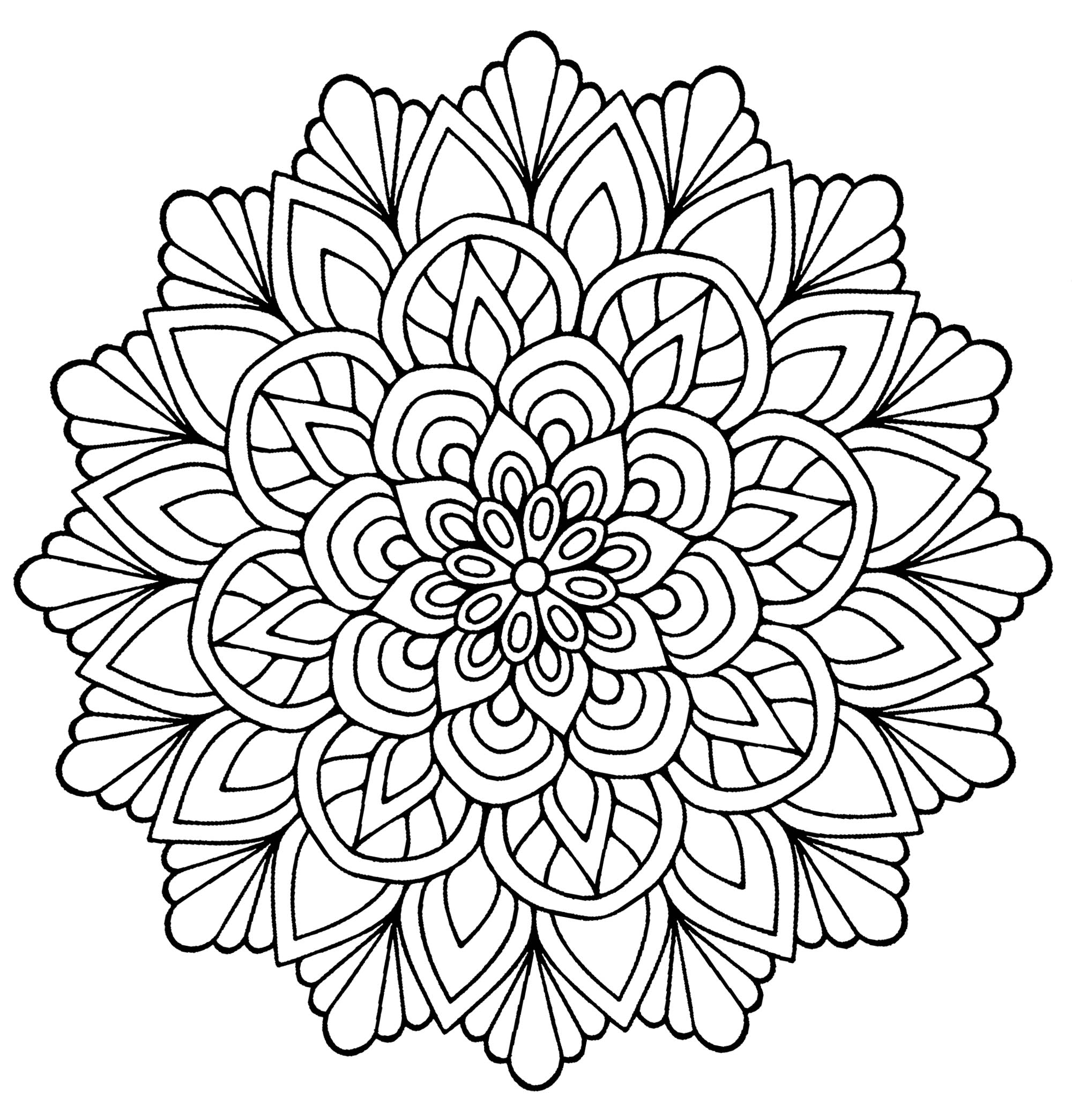 Download Mandala forming a flower with regular lines - Mandalas with Flowers & vegetation - 100% Mandalas ...