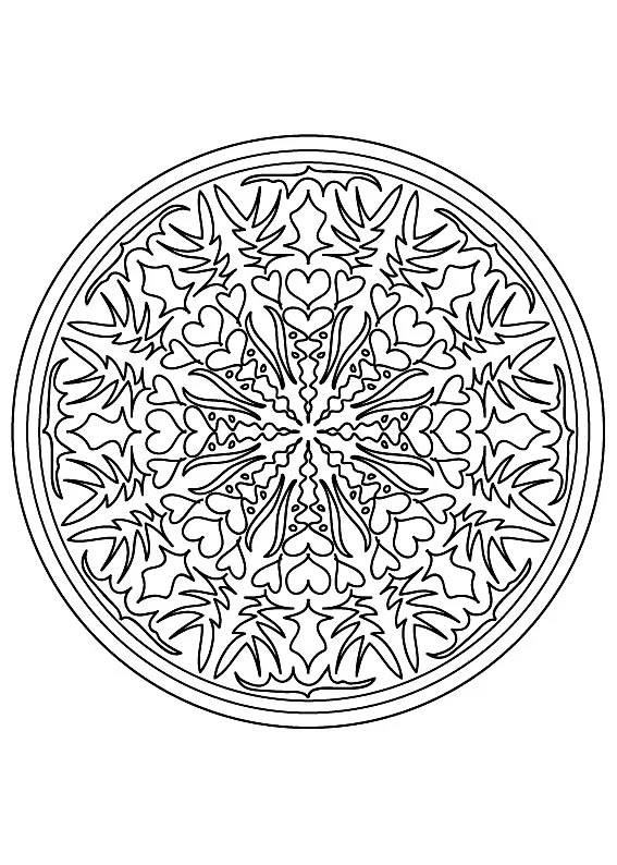 Simple Mandala with hearts and flowers (Mandalas with Flowers & vegetation)