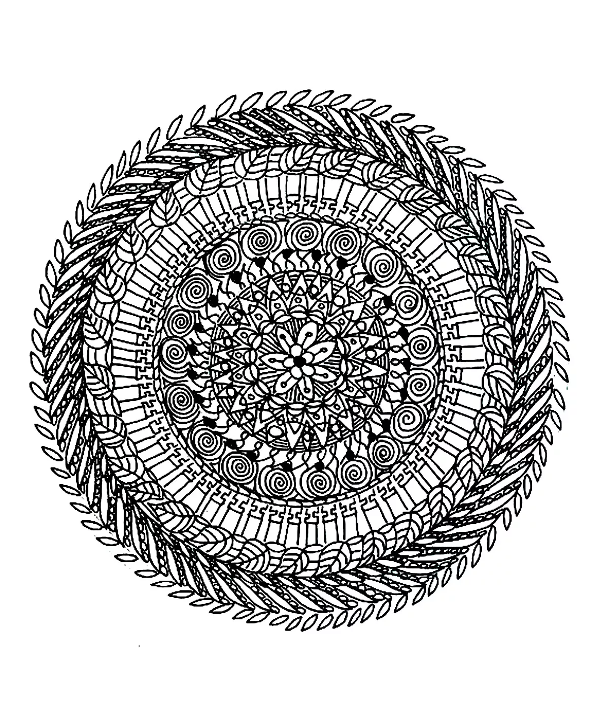 Mandala with little details (Mandalas with Flowers & vegetation)