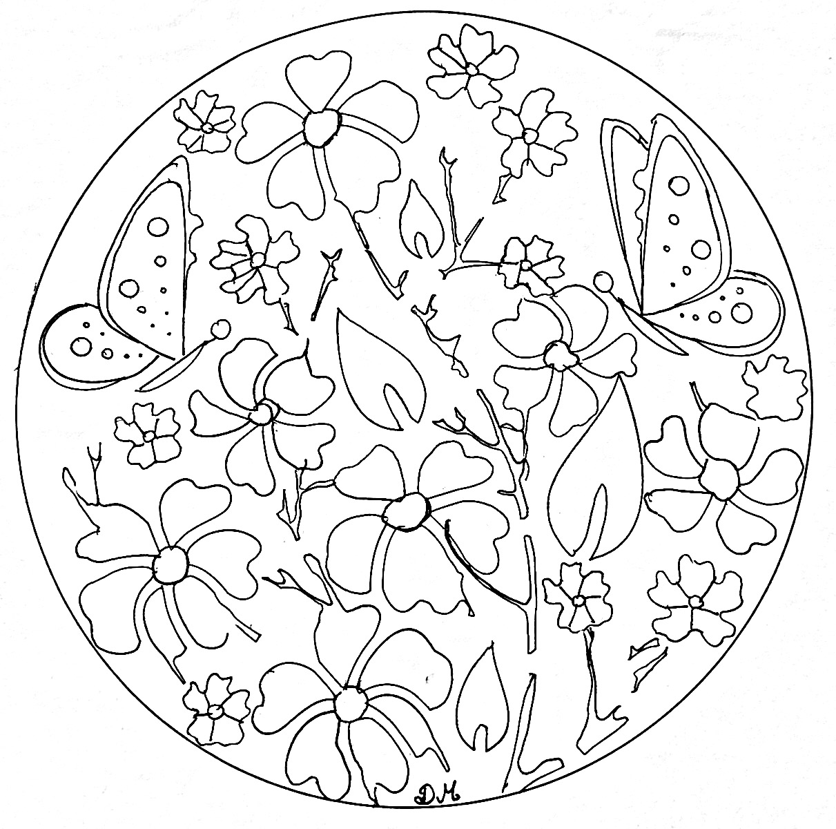 The vegetal elements often marry very well with the Mandalas, discover it with this hand drawn Mandala. You must clear your mind and allow yourself to forget all your worries and responsibilities.