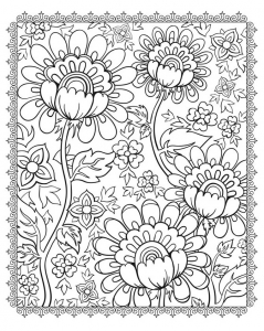 Coloring page flowers and vegetation 4 flowers