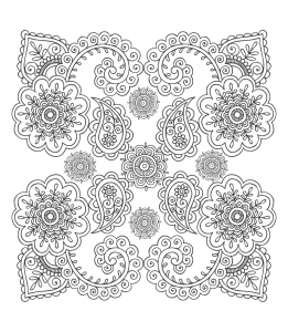 Coloring page flowers and vegetation symetry