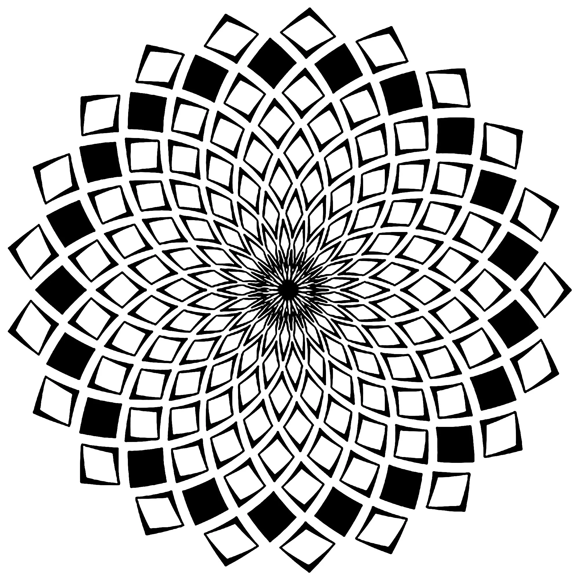 Mandala with white and black elements (Mandalas with Geometric patterns)