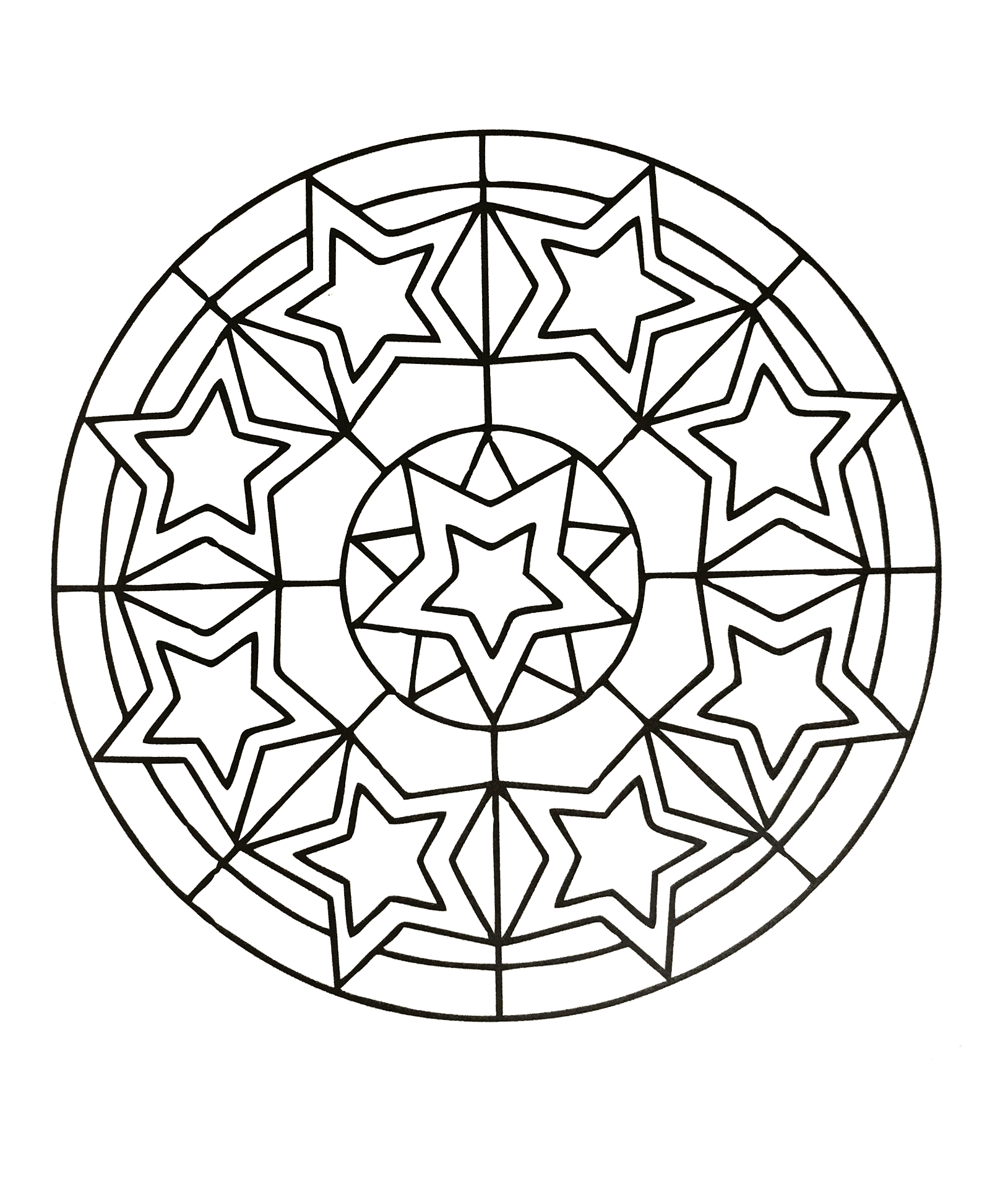 Anti-stress Mandala with little stars (Mandalas with Geometric patterns)