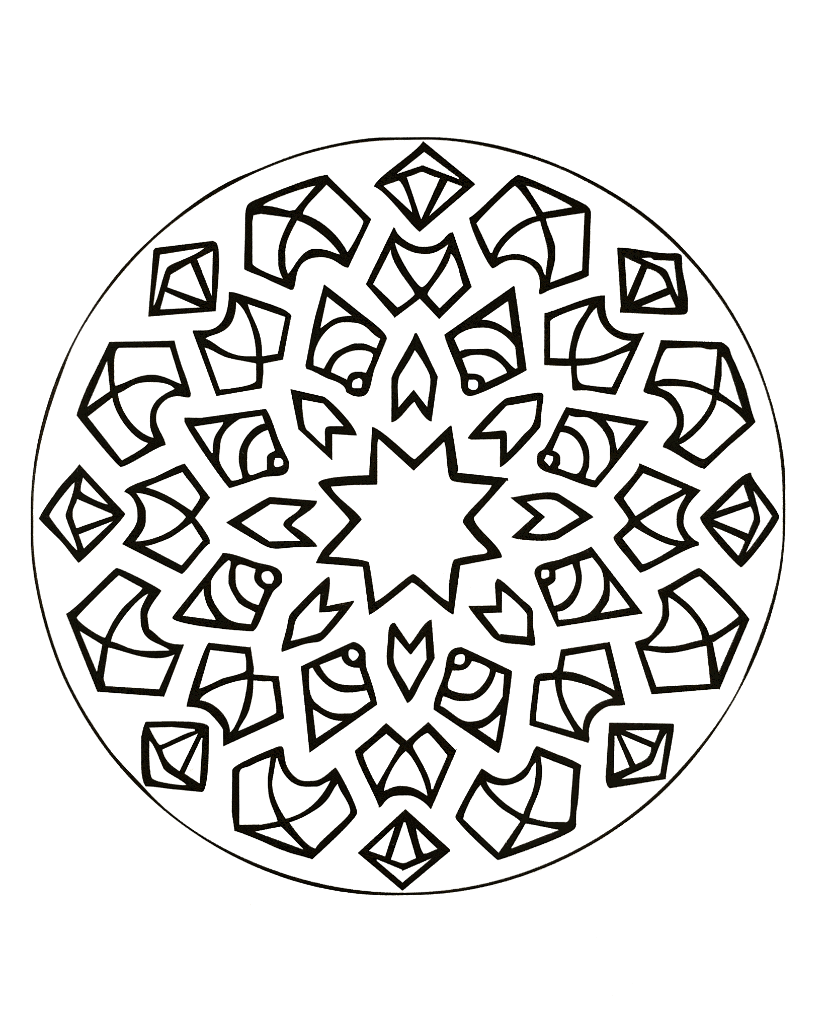 Mandala with a star in the middle (Mandalas with Geometric patterns)