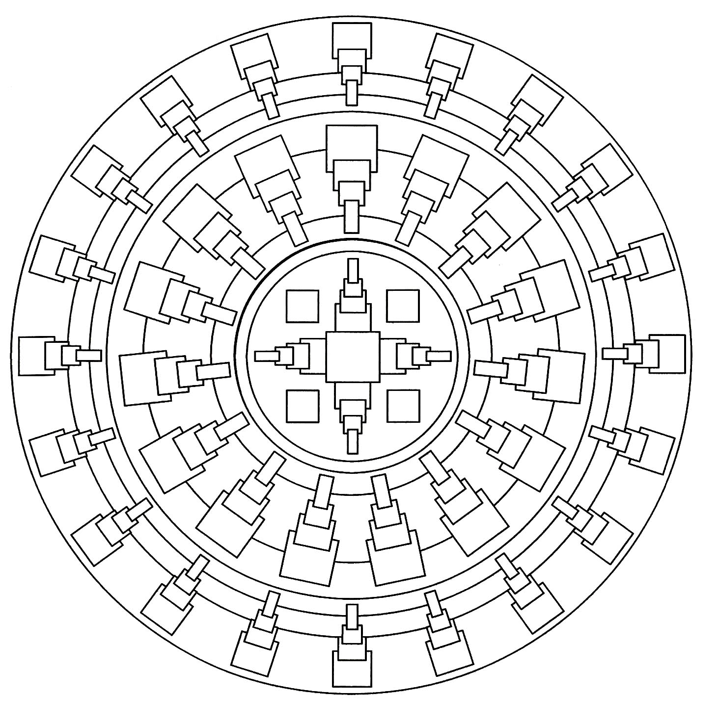 Mandala with squared patterns - Mandalas with Geometric ...