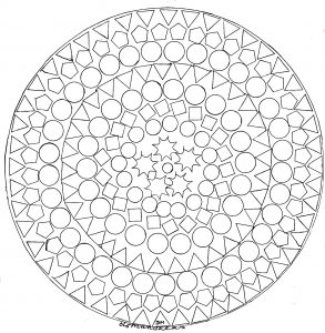 Hand drawn Mandala with circles and squares