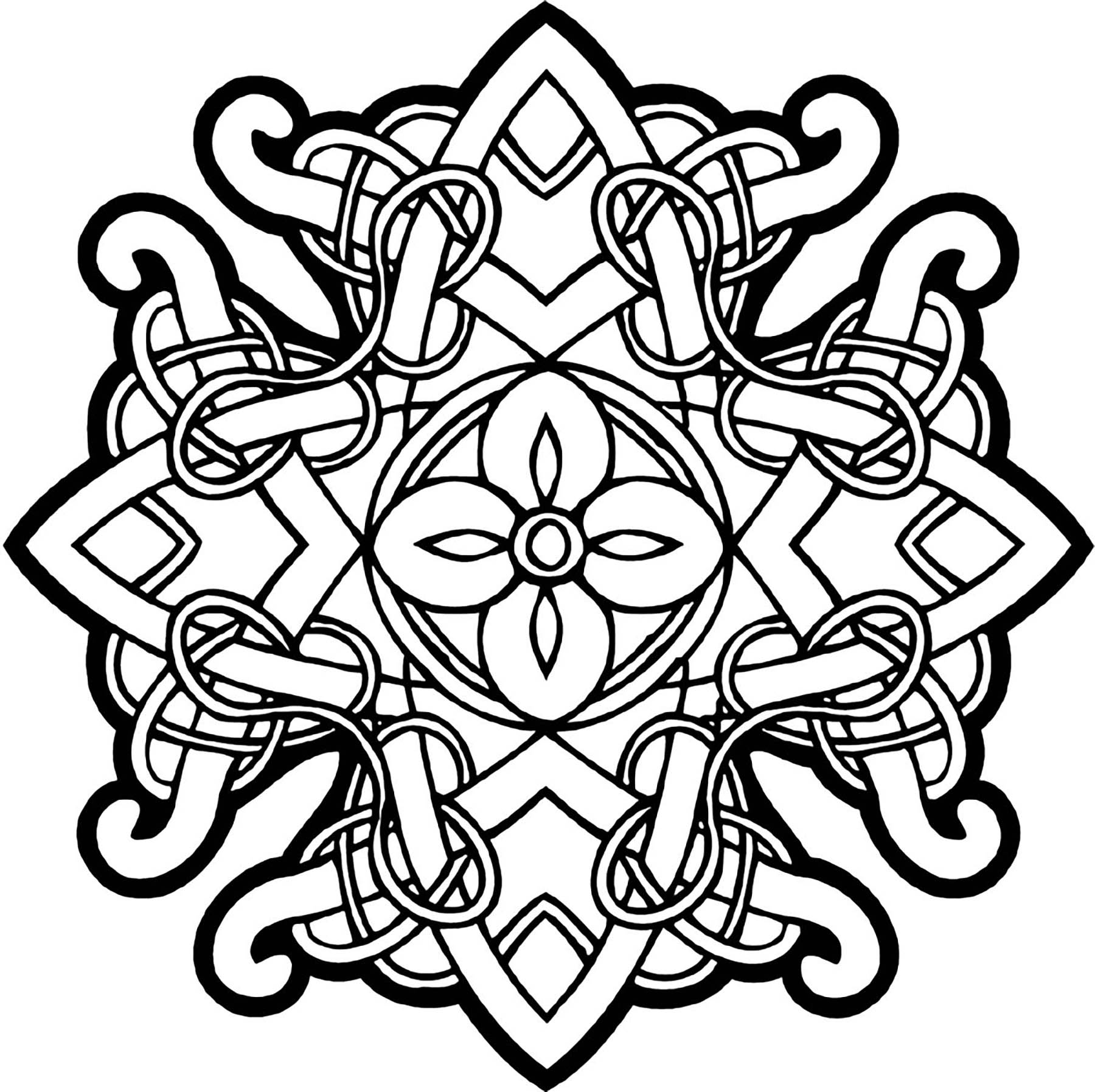 Details relatively easy to color, for a Mandala coloring page very original and of high quality. Feel free to let your instincts decide where to color, and what colors to choose.