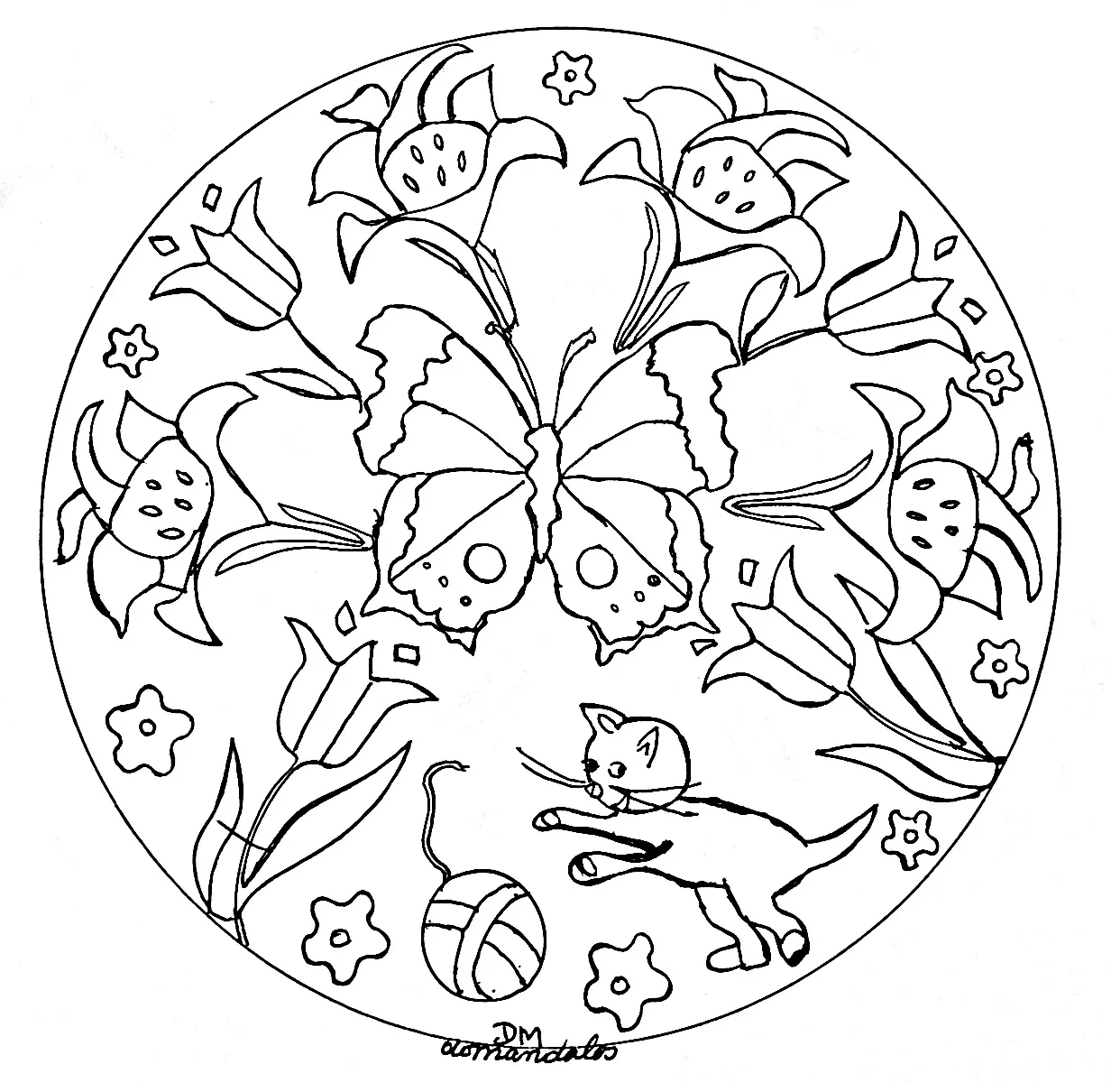 Mandala domandalas butterlies flowers and cat (Simple Mandalas)
