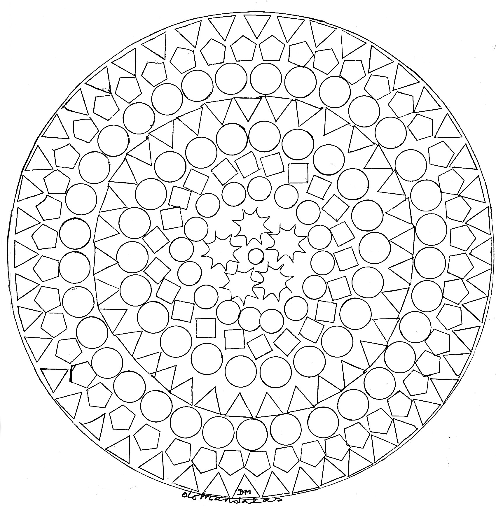 A Mandala of 'standard' difficulty level, which will be suitable for kids and adults who just want to color. Let your mind wander : this step is essential to get the most out of coloring to reduce your stress.