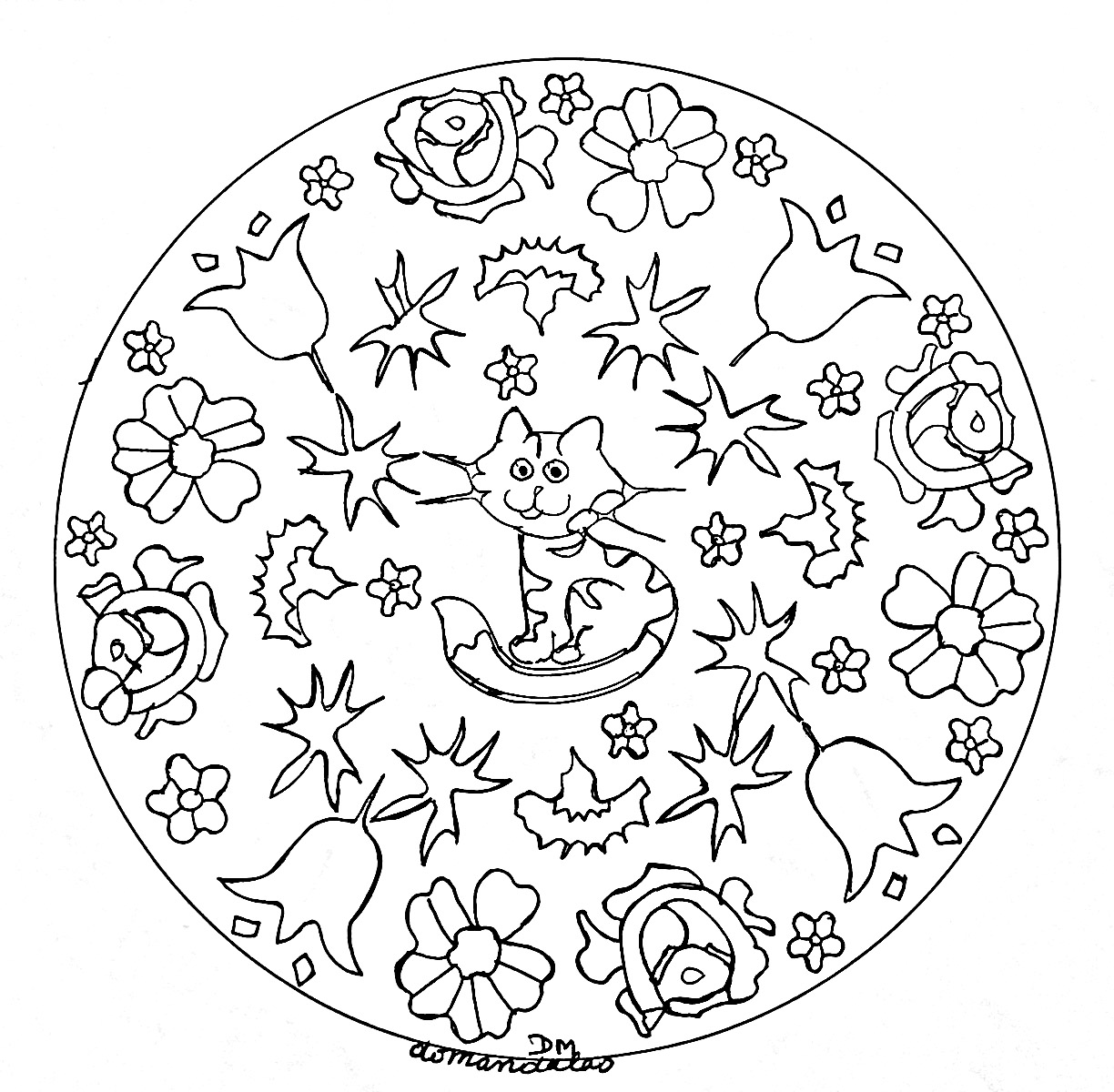 Details relatively easy to color, for a Mandala coloring page very original and of high quality. Feel free to let your instincts decide where to color, and what colors to choose.