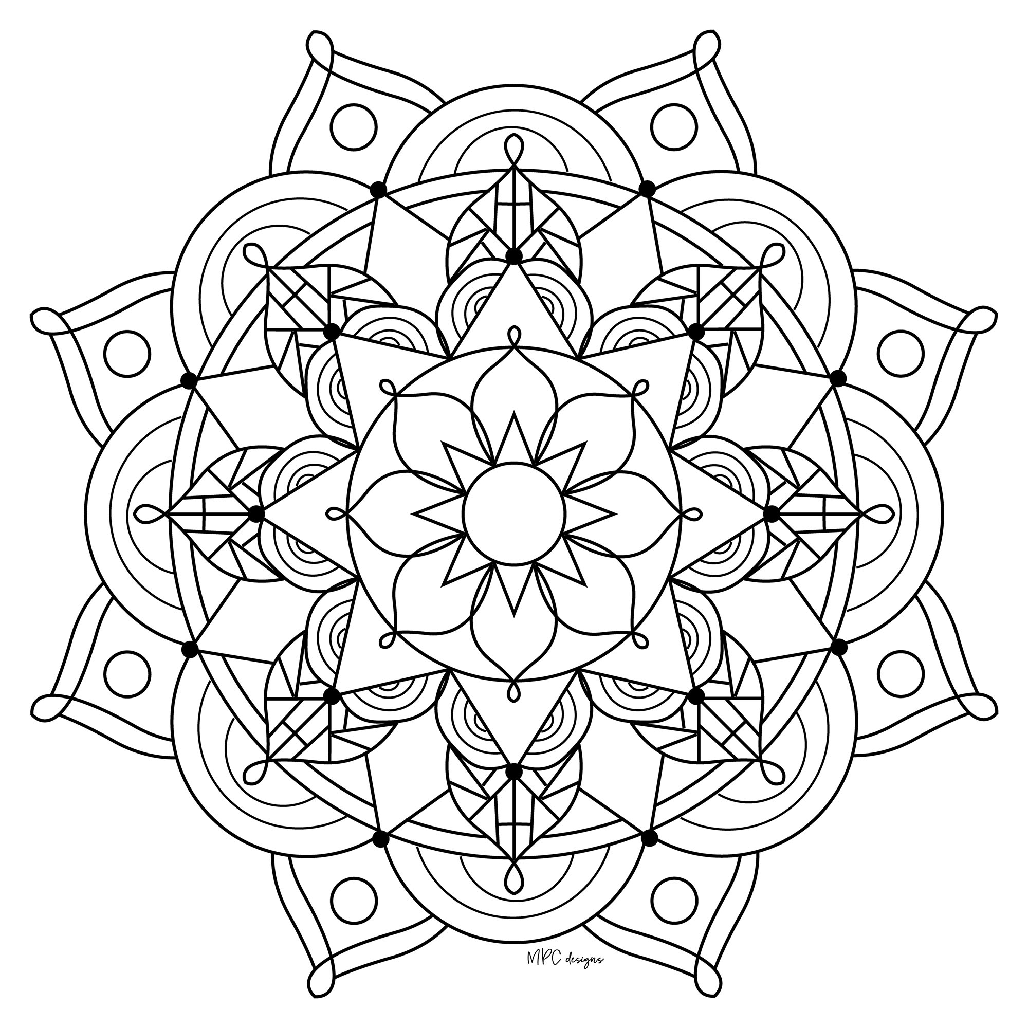 If you search for a Mandala not too complicated to complete, but still with a relative difficulty level, this one is good for you.