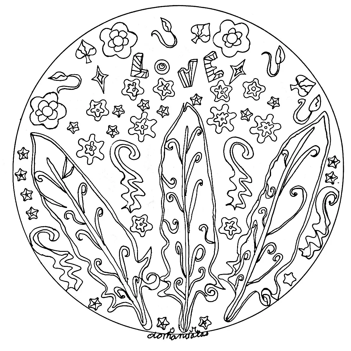 Mandala a imprimer plumes (Simple Mandalas)