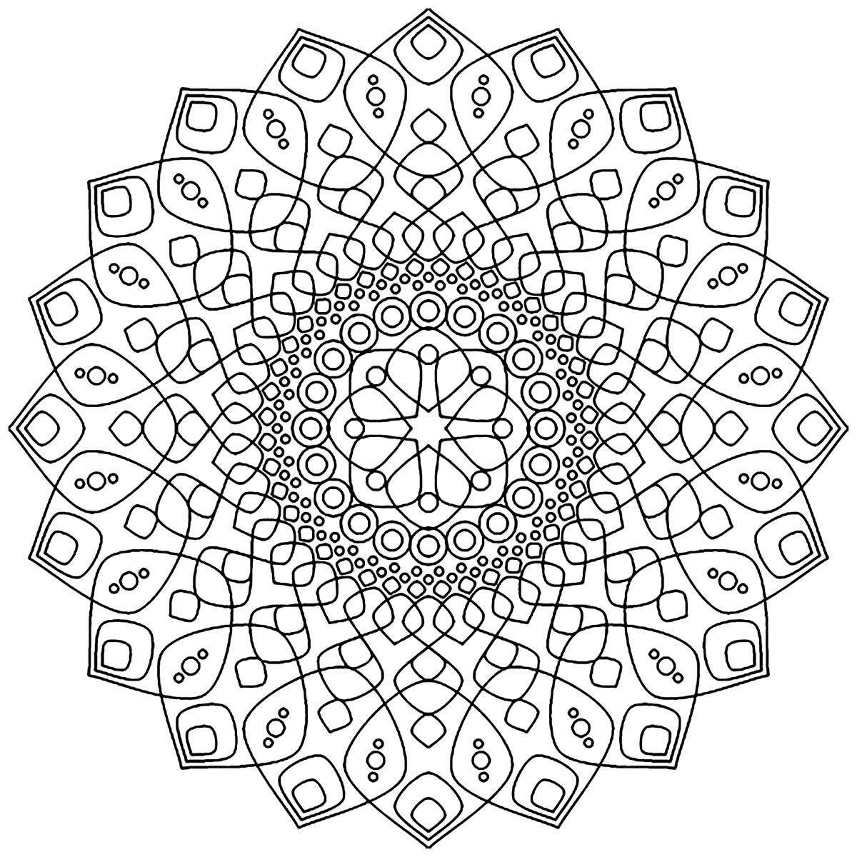 This Mandala coloring page is perfectly and totally soothing and calming ... Its patterns are simple and elegant.