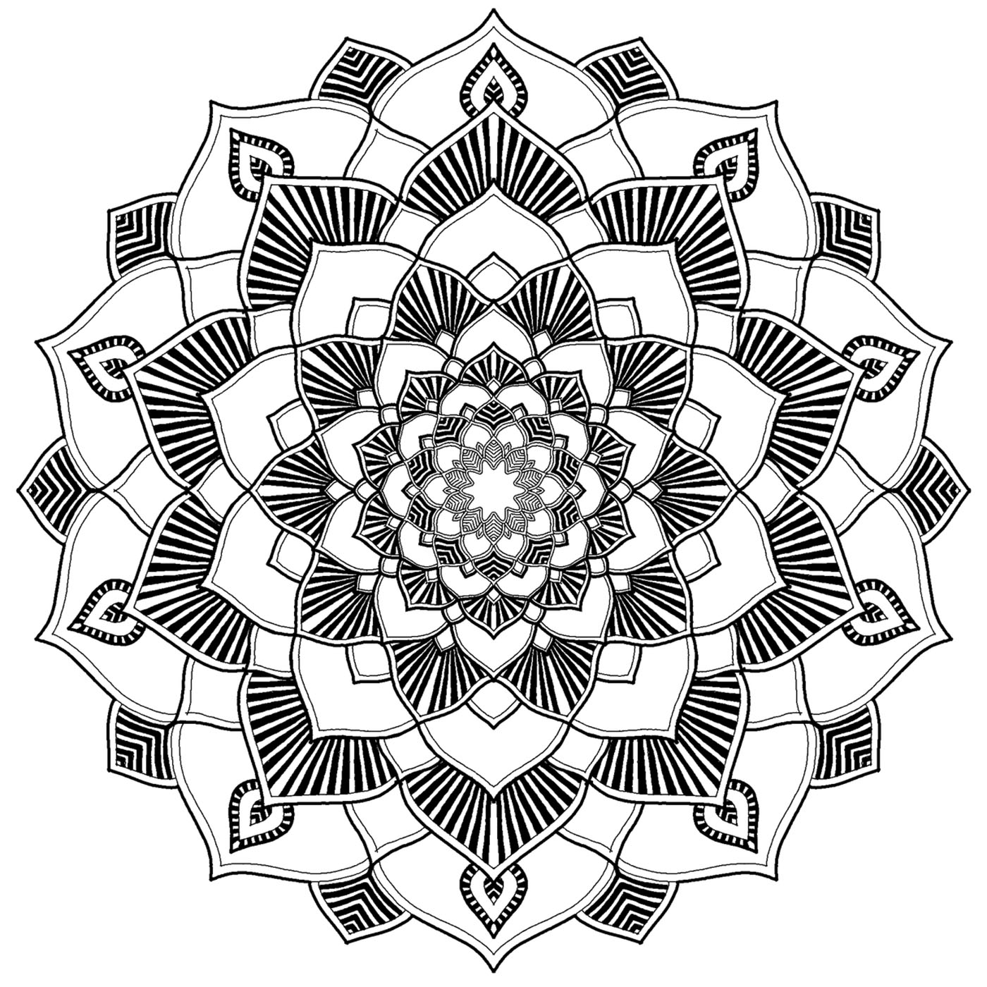 A Mandala not too difficult, suitable for those who want to color and thinking to nothing else. Its patterns are just beautiful !