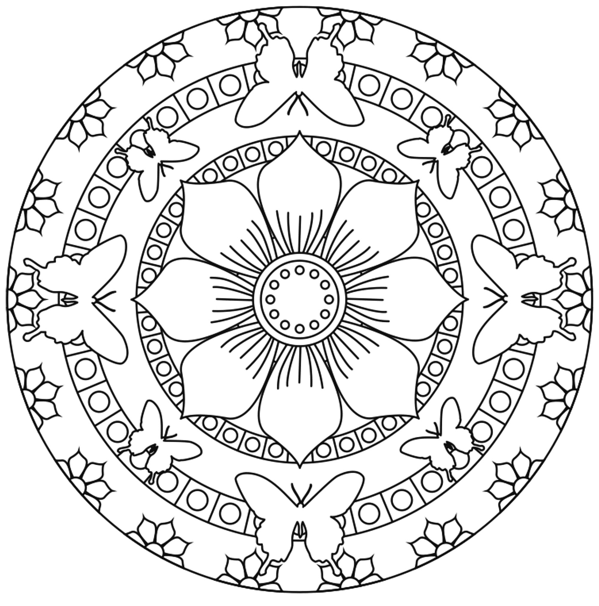 Mandala To Print Butterflies And Flowers Simple Mandalas Mandala To Print Butterflies And Flowers Simple Mandalas