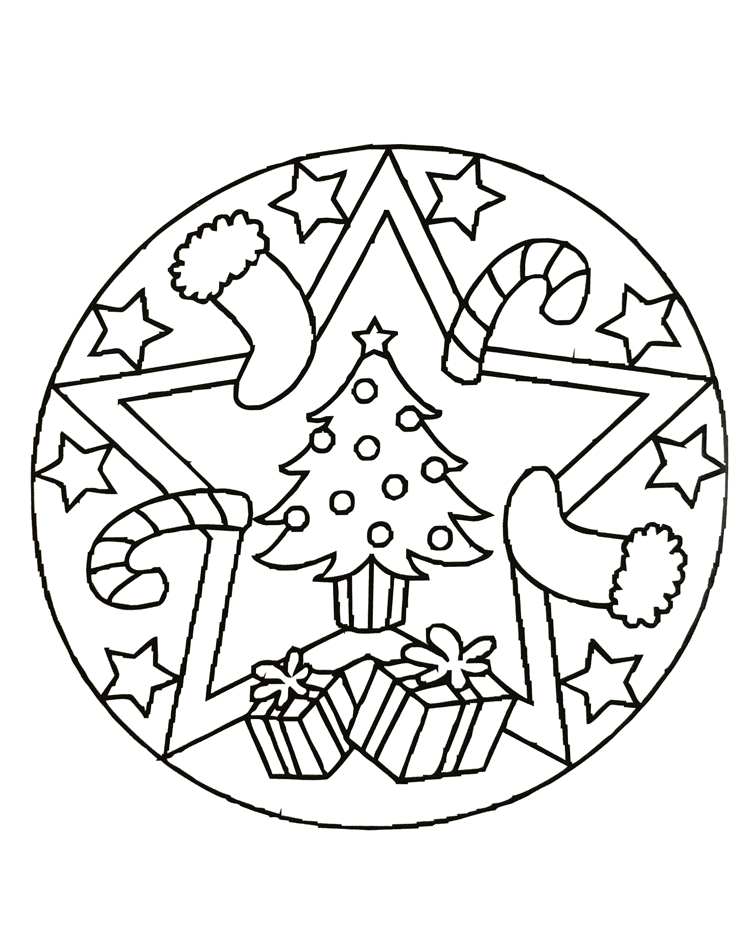 Coloriage De Mandala De Pere Noel  De Coloriage