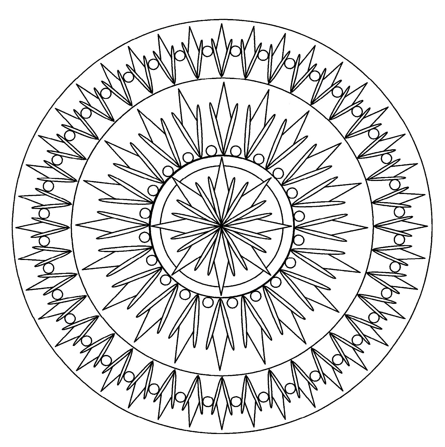 A Mandala out of the ordinary, which will allow you to spend a good time coloring, without complicating your life with too little areas, if it's not what you search for.