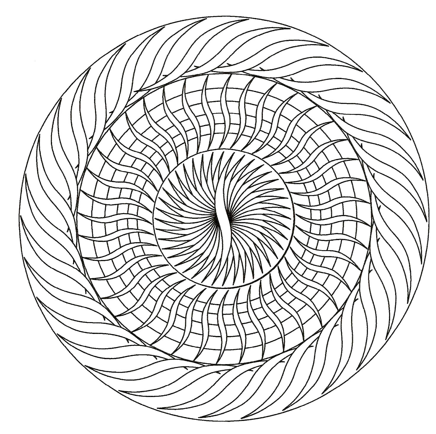 A Mandala of 'standard' difficulty level, which will be suitable for kids and adults who just want to color. Let your mind wander : this step is essential to get the most out of coloring to reduce your stress.