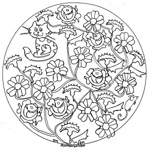 coloring-mandala-domandalas-roses-and-cat
