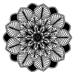 Black & White leaves Mandala