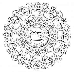 Mandala with Pusheen the cat