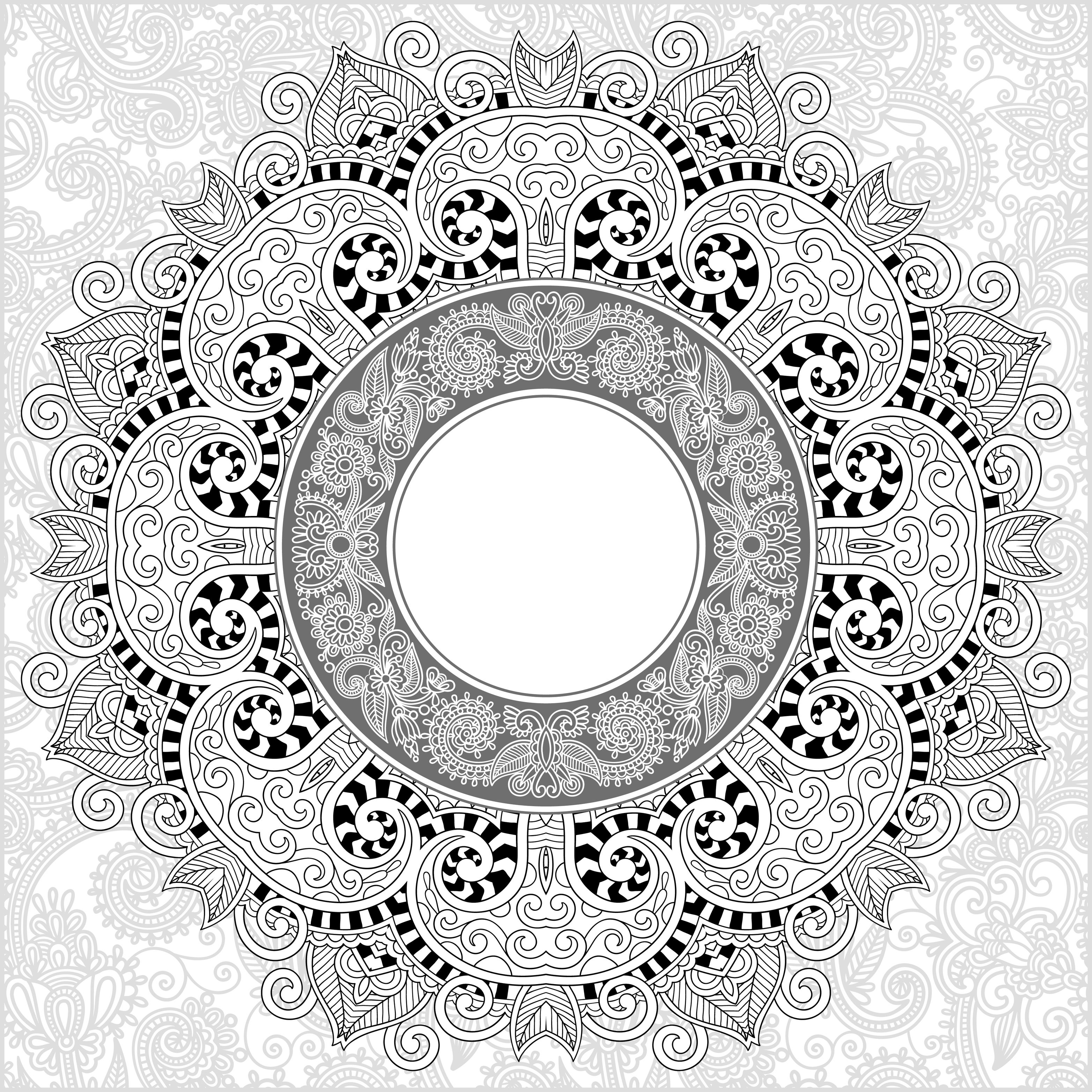 Magnificent complex 'Serrated' Mandala coloring page by Karakotsya. Patience and perseverance, this is what you will need to color this ultra complicated Mandala coloring sheet ! a magnifying glass will not be too much to fill each area present ...