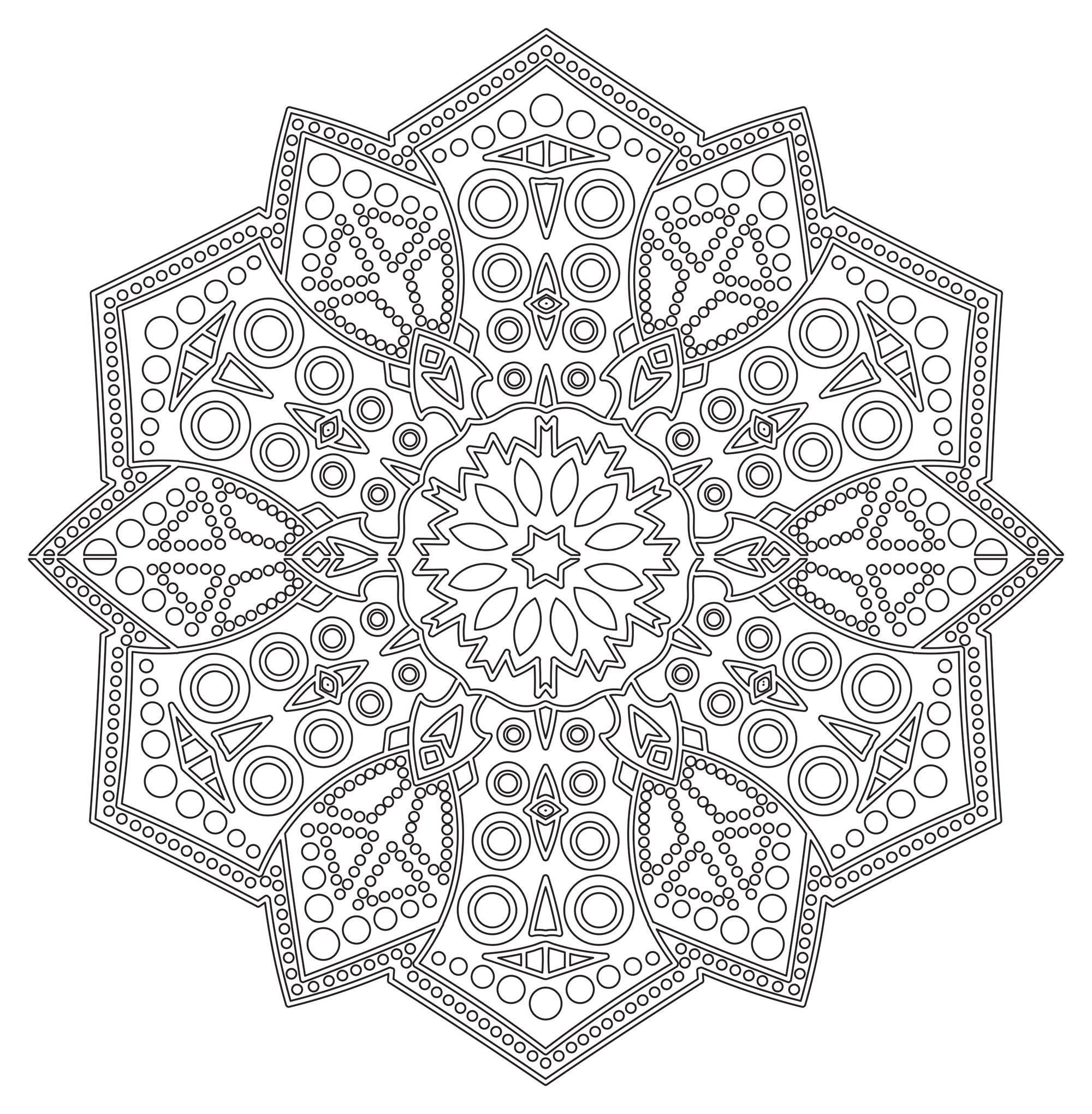 Prepare very fine pens and pencils, because this Mandala needs to be very meticulous, precise and picky, to get a good quality result. A lot of details and various patterns ... So just color it !