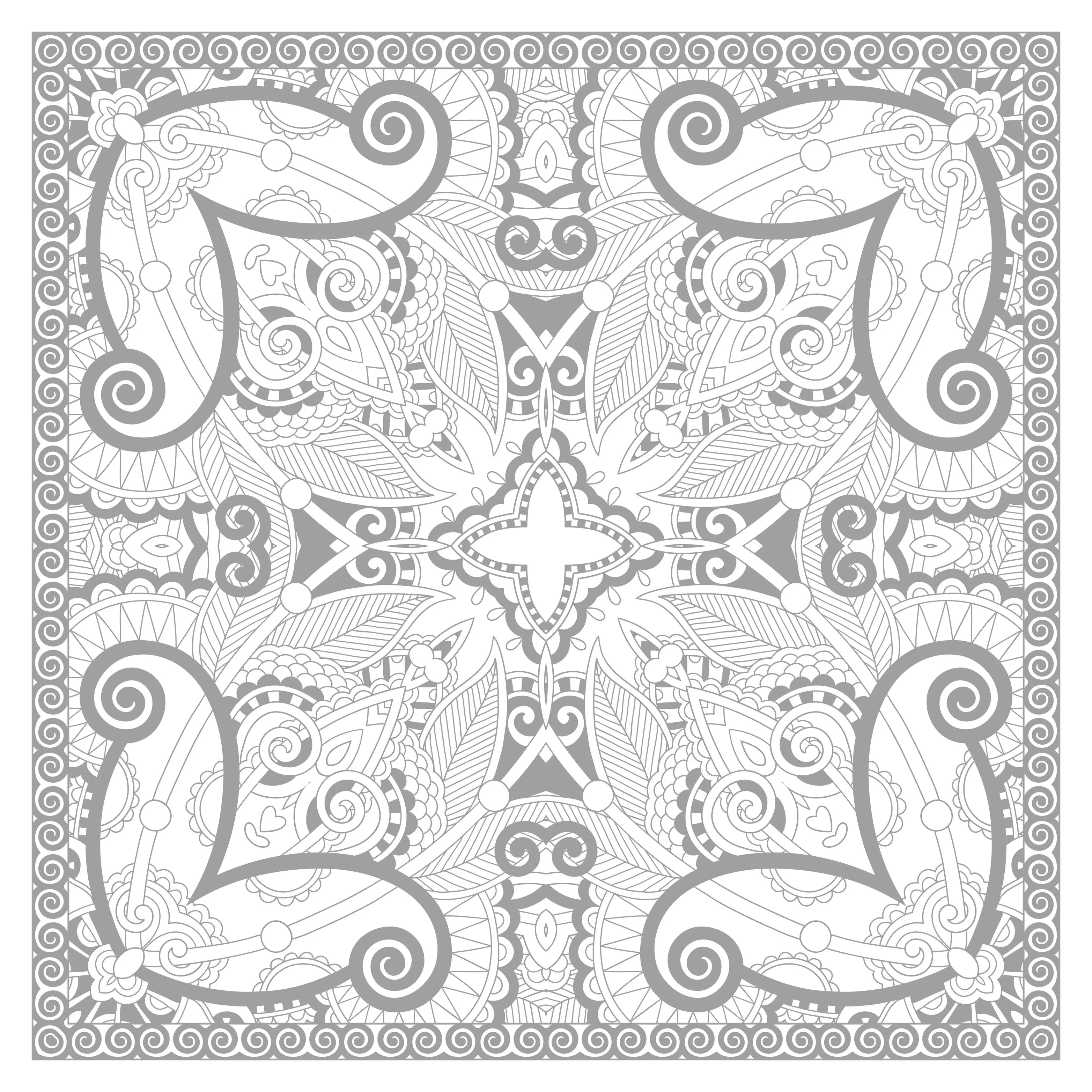 Squared complex Mandala coloring page (Very difficult Mandalas (for adults))