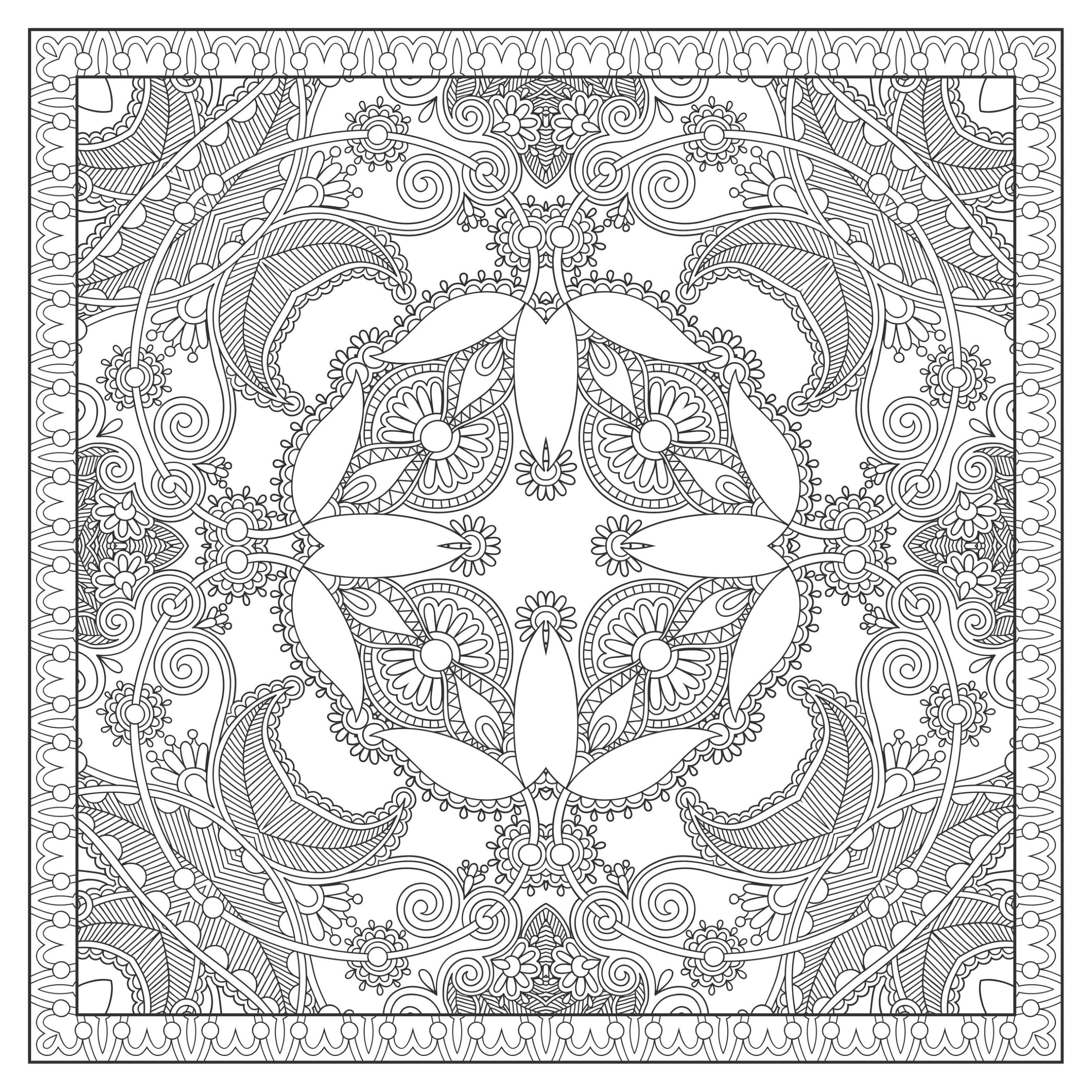 Complex Square Mandala drawing by Karakotsya. Prepare your pens and pencils ! This Mandala needs to be very meticulous, precise and picky, to get a good quality result.