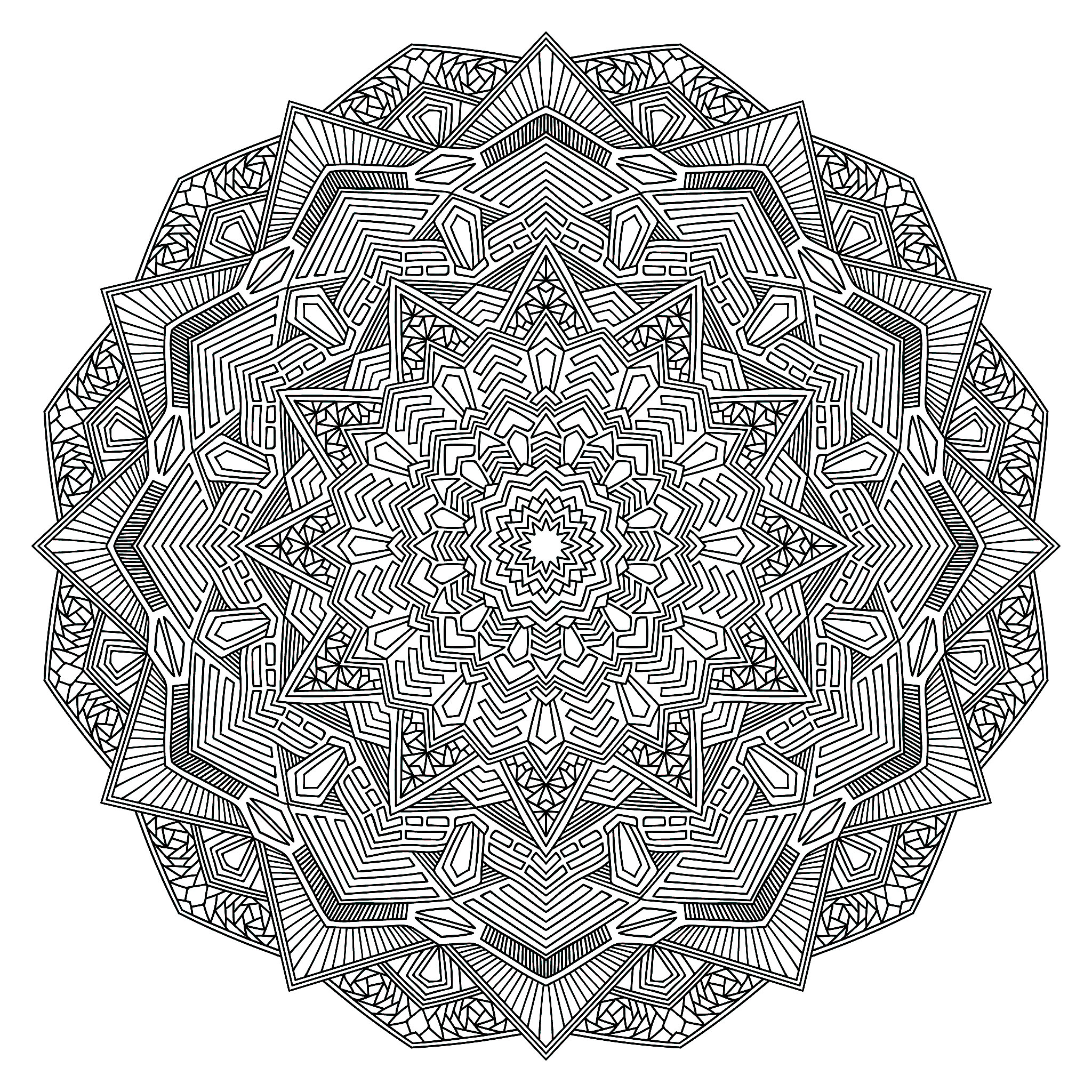 Download Mandala coloring page with multiple angles - Very difficult Mandalas (for adults) - 100% ...