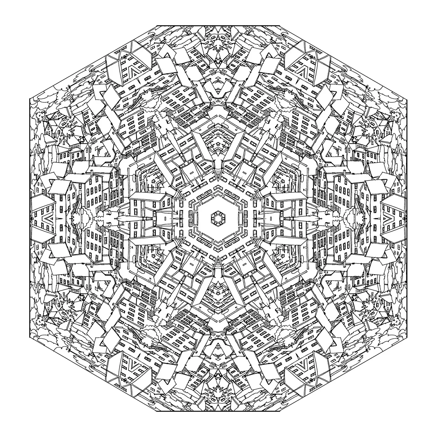 "City" Mandala (Very difficult Mandalas (for adults))