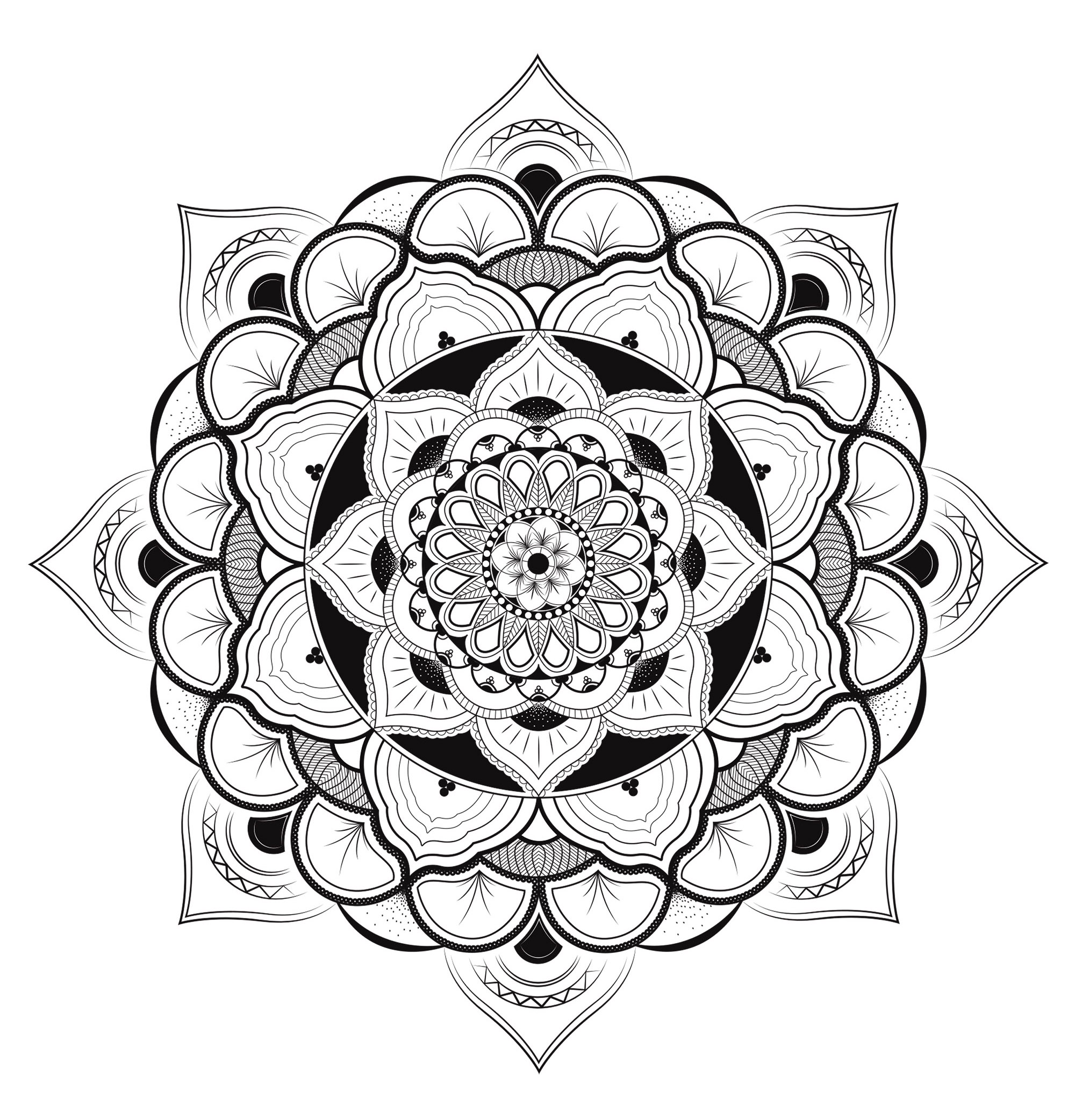 A Mandala for the experts, created by Louise ! Large number of little areas, very fine features, a coloring sheet just waiting for colors chosen with artistic sense ... Chose your pencils & pens.